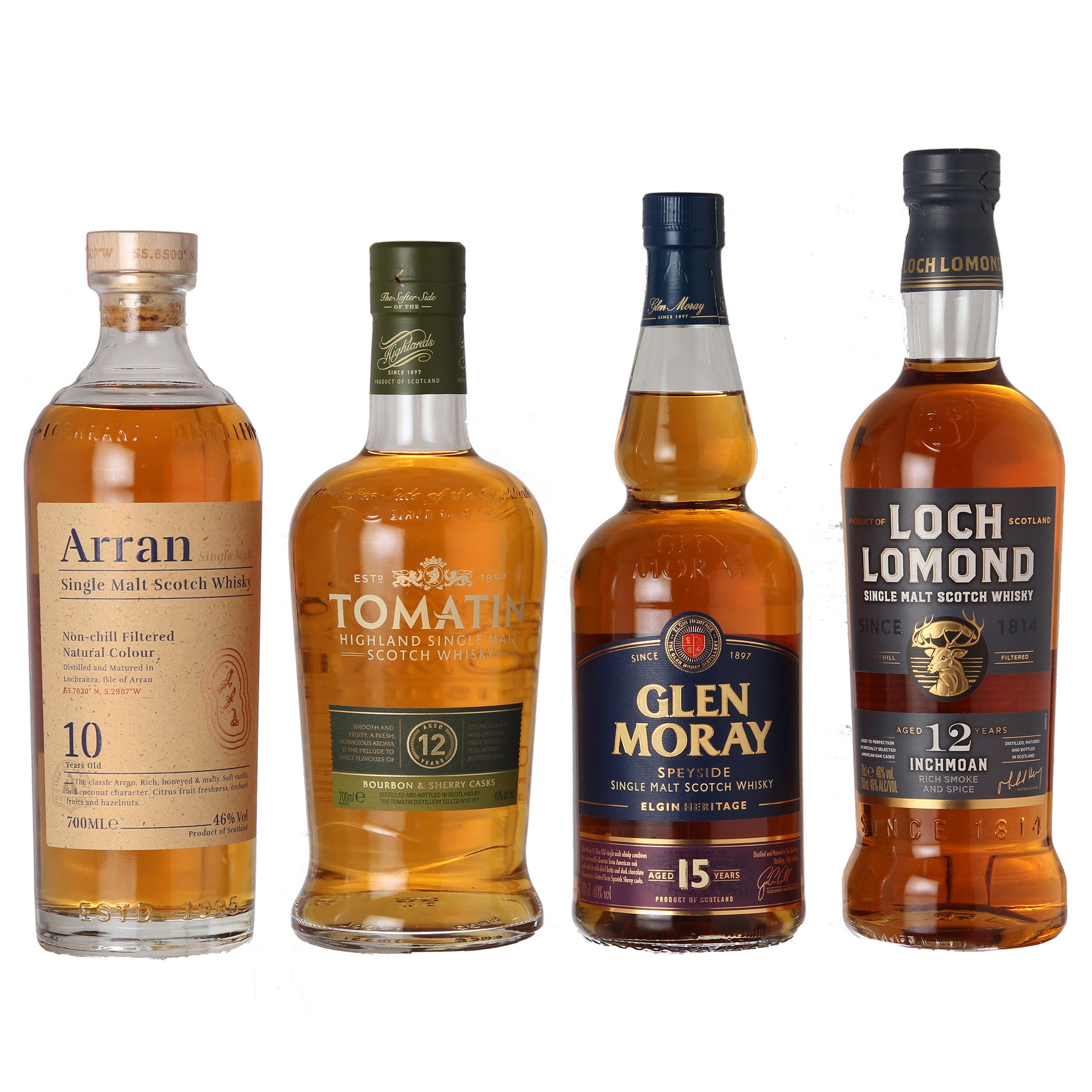 4 whiskies as basic equipment, selected by our buyer