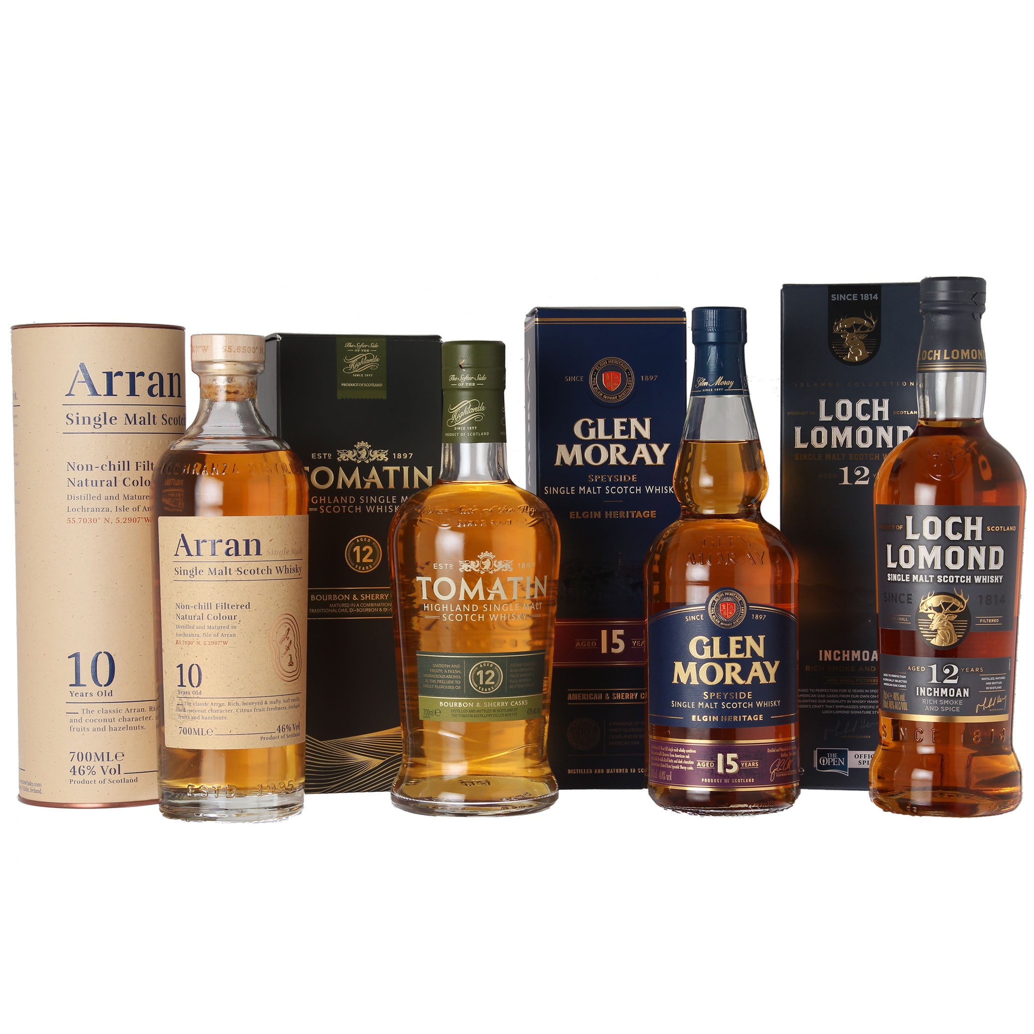 4 whiskies as basic equipment, selected by our buyer