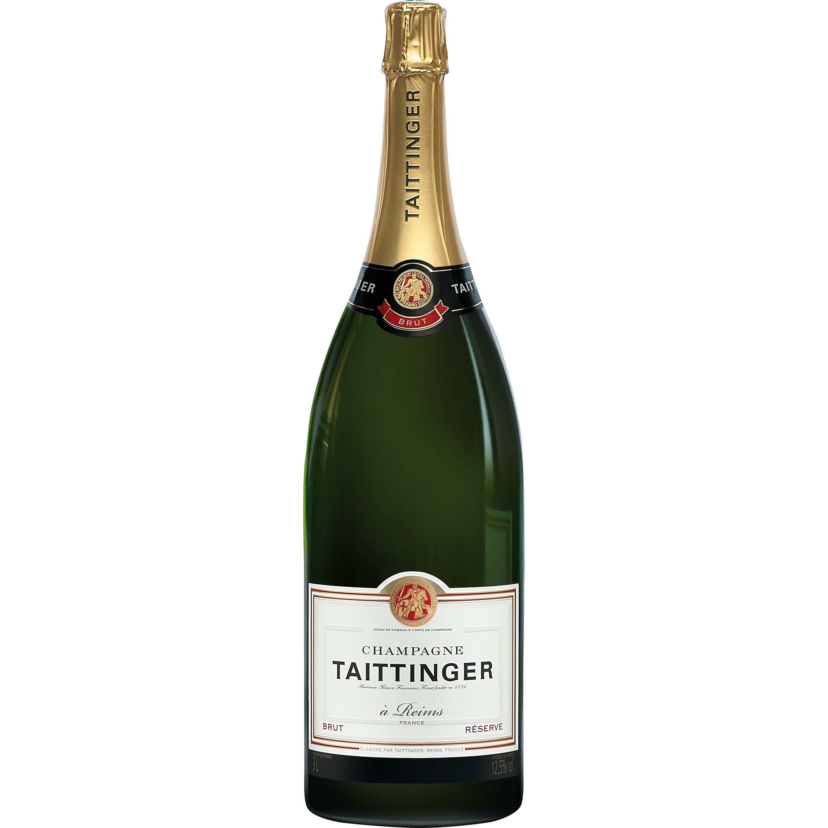 Taittinger Brut Réserve Jeroboam Double Magnum 3L in Wooden Box