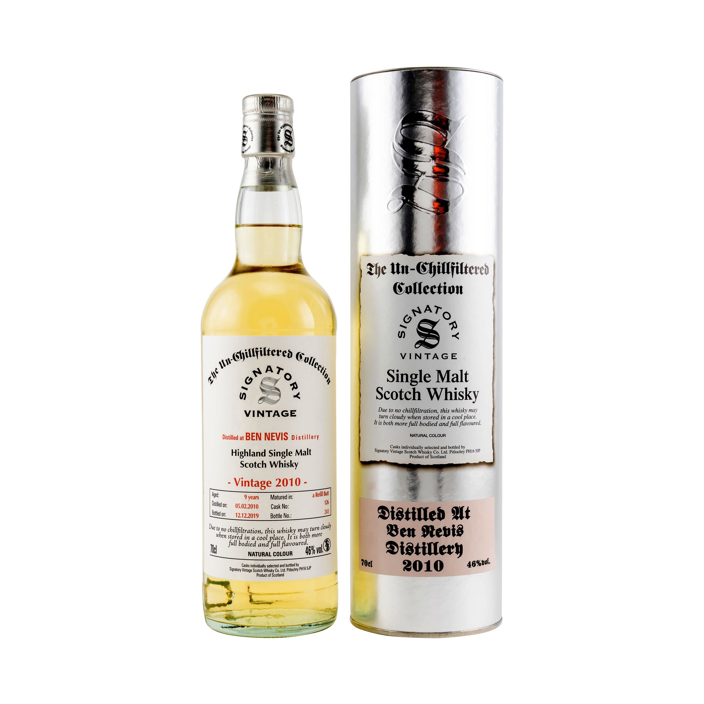 Ben Nevis 2010/2019 - un-chillfiltered. Cask No. 126 - Signatory Vintage