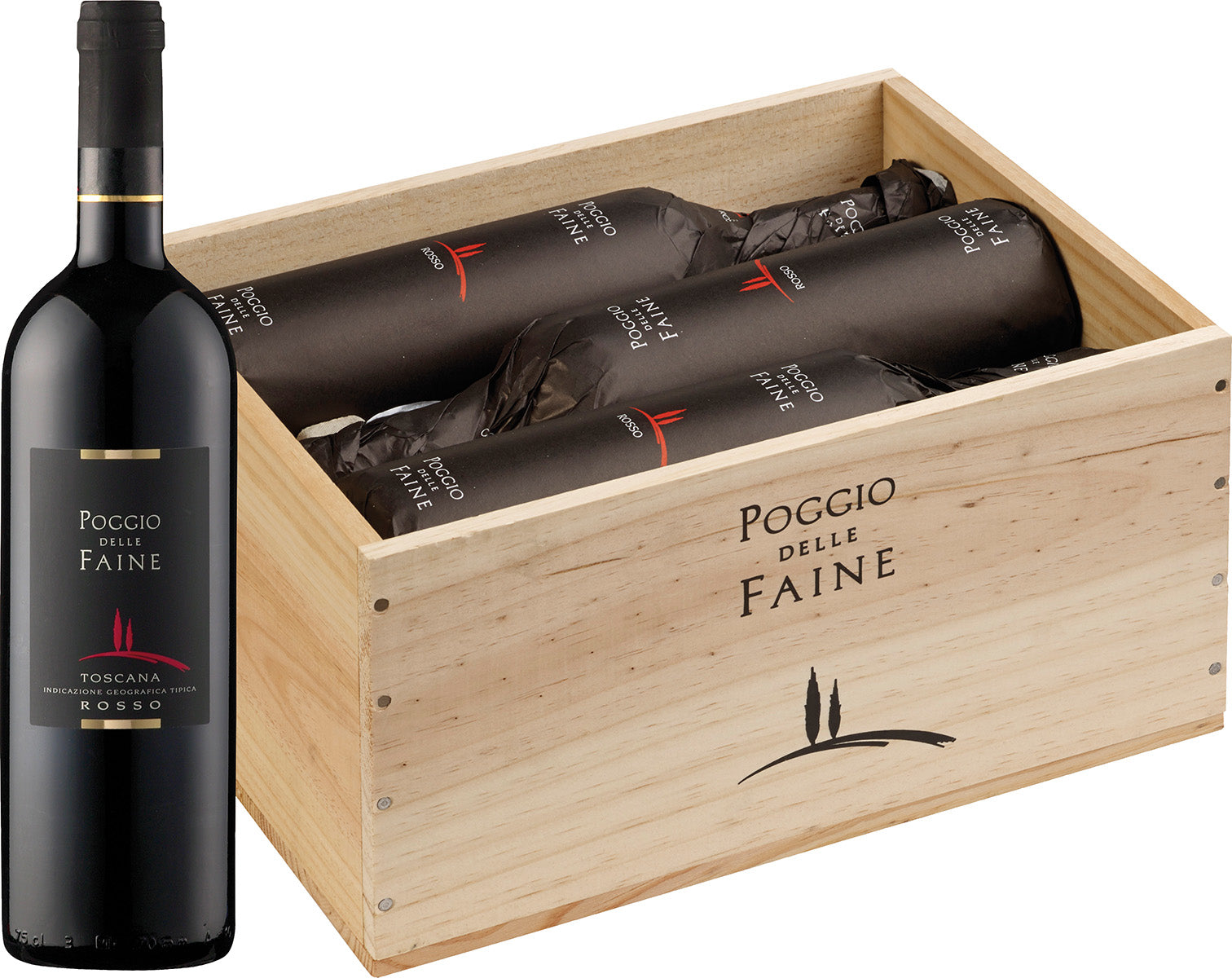 2016 Rosso IGT -in 6-bottle wooden case- Poggio delle Faine Tuscany/Italy 4.5l