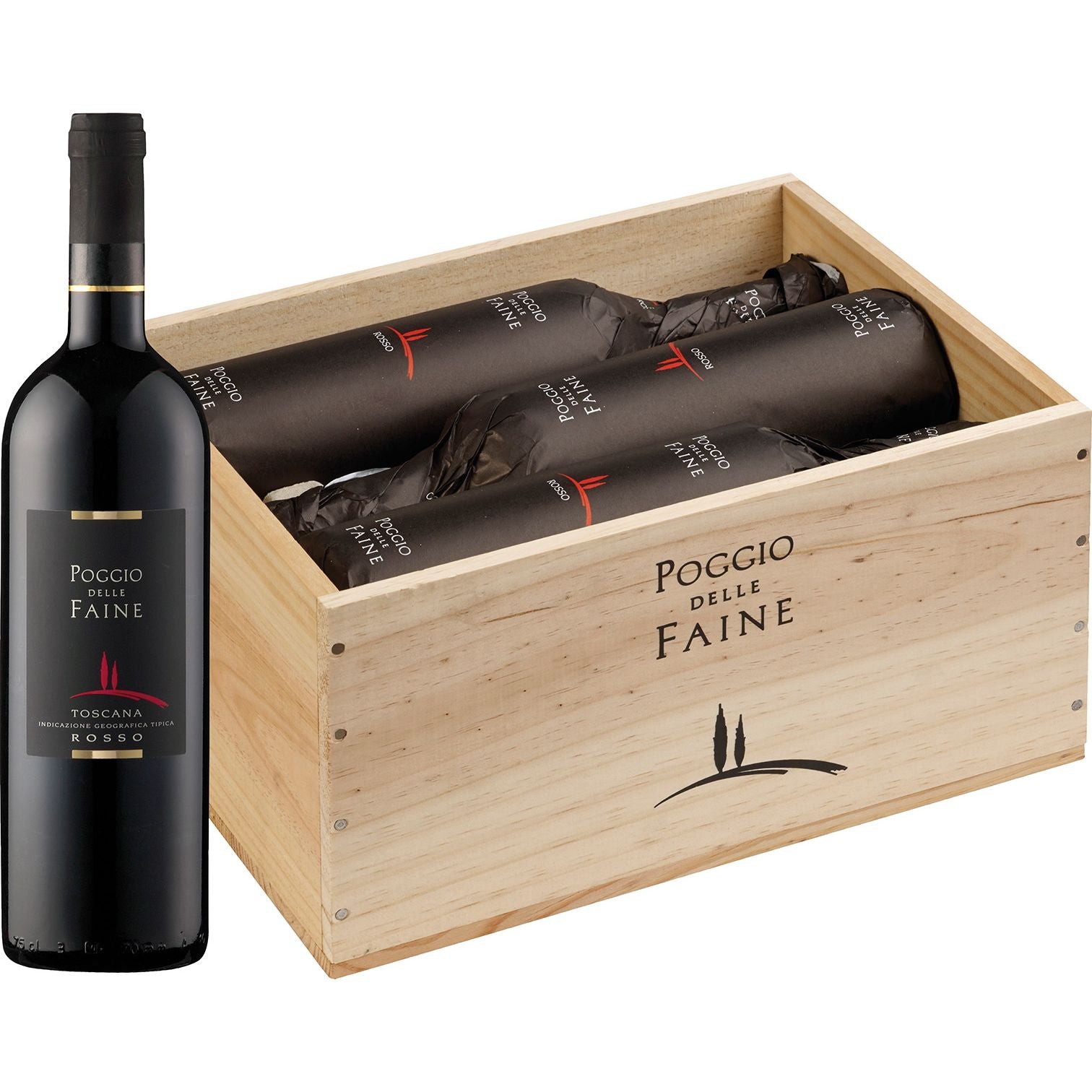 2016 Rosso IGT -in 6er Holzkiste- Poggio delle Faine Toskana/Italien 4,5l