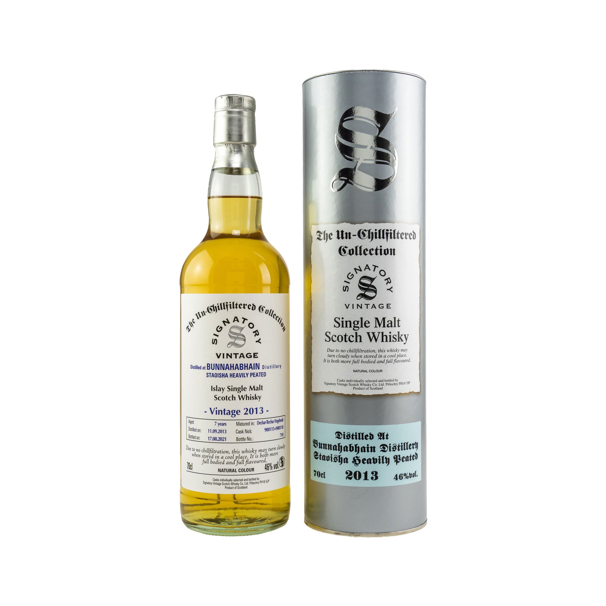 Bunnahabhain Staoisha 2013/2021 - 7 Years Hogsheads No. 900095+900105 The Un-Chillfiltered Collection -Signatory-