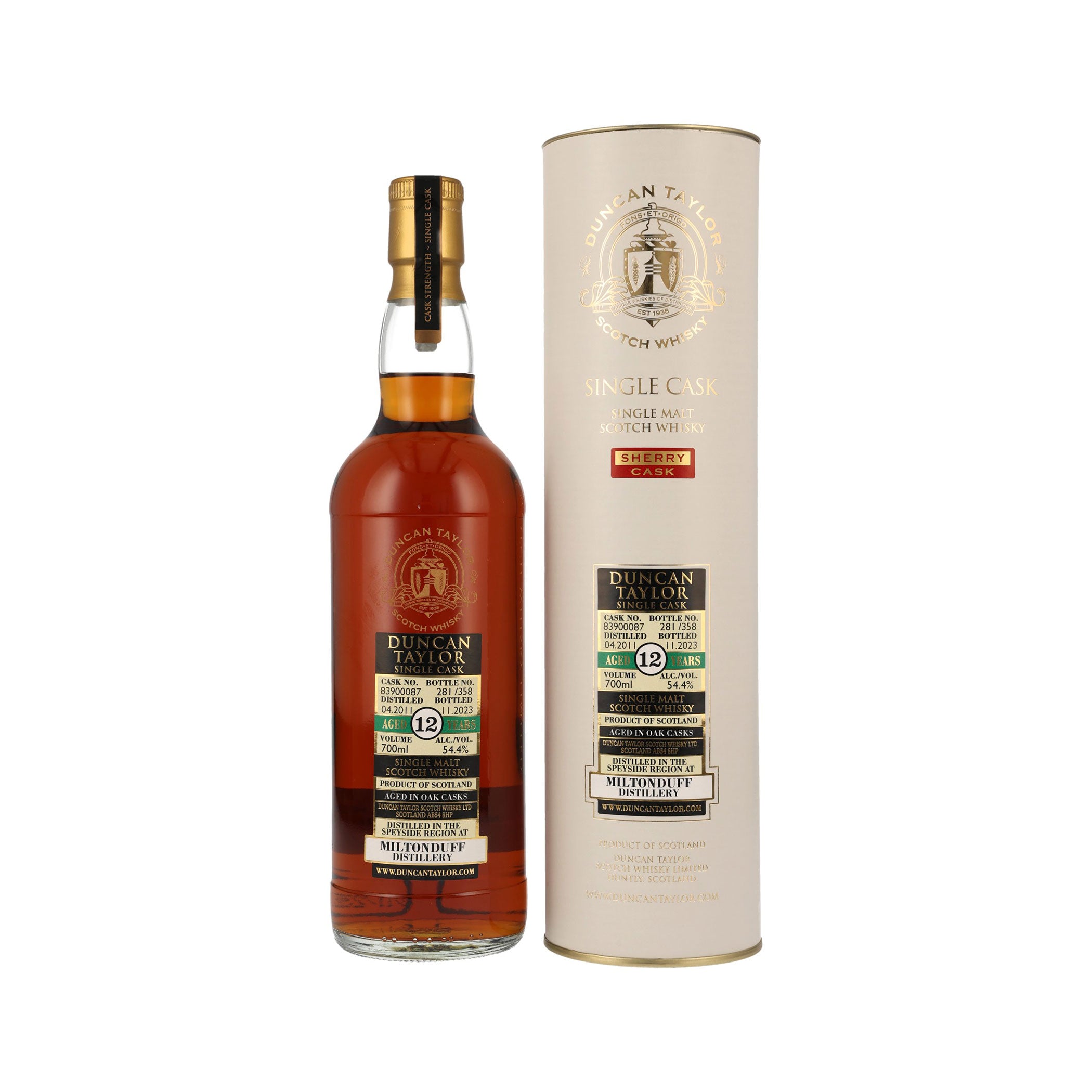 Miltonduff 2011/2023 - 12 Years Old - Duncan Taylor Speyside Single Malt Scotch Whisky