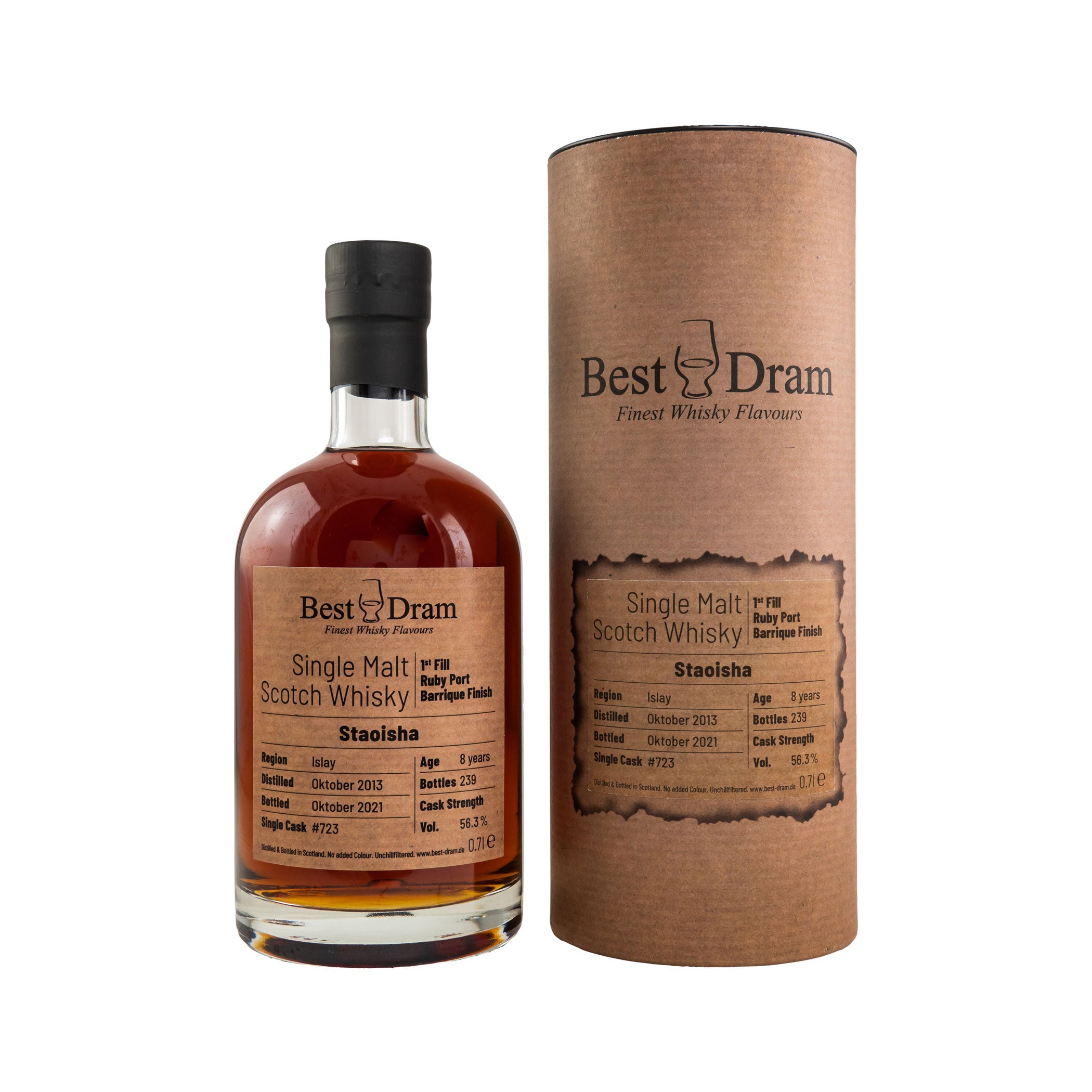 Bunnahabhain Staoisha 2013/2021 - 8 Years Old - 1st Fill Ruby Port #723 - Best Dram