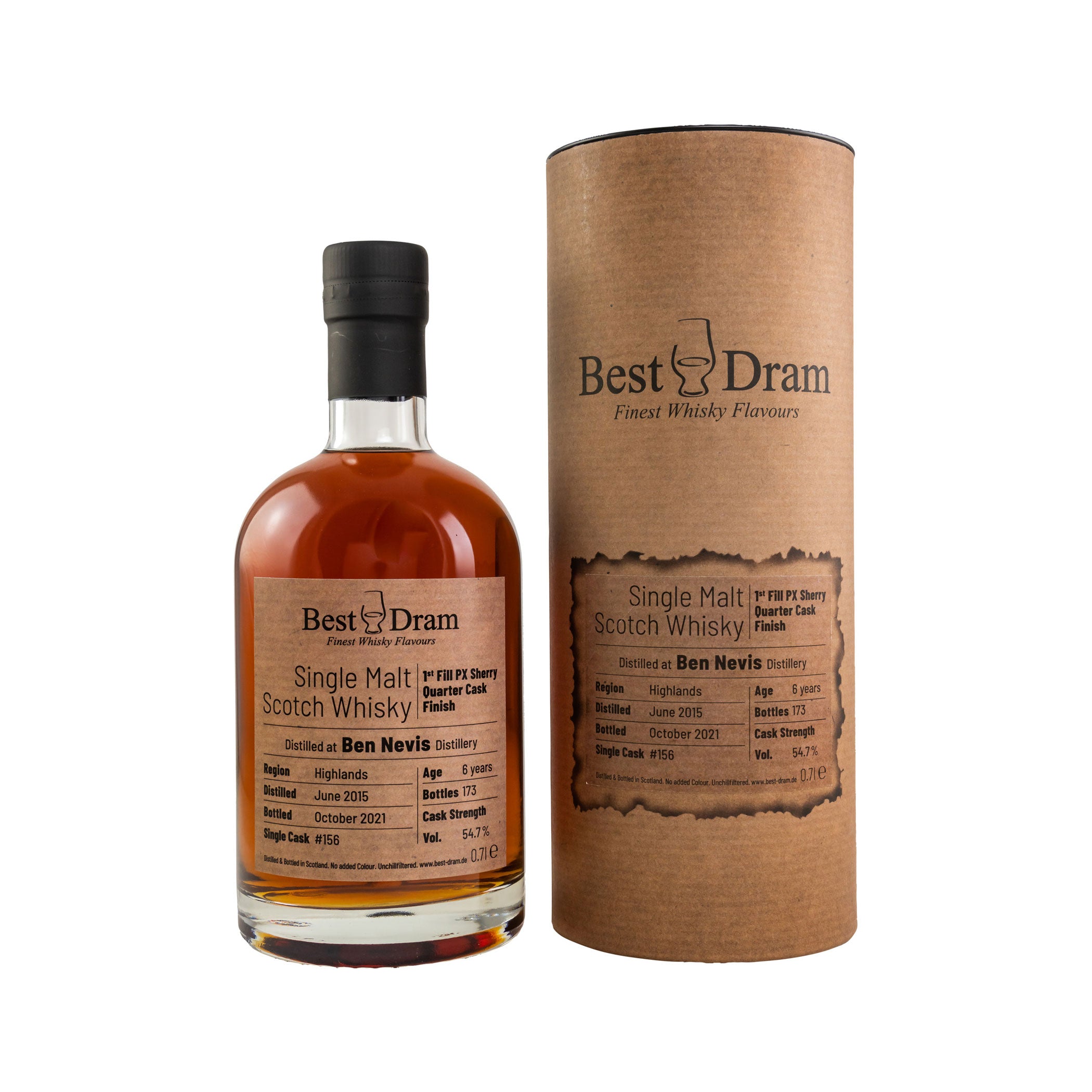 Ben Nevis 2015/2021 - 6 Jahre - First Fill PX Sherry Quarter Cask Finish #156 - Best Dram