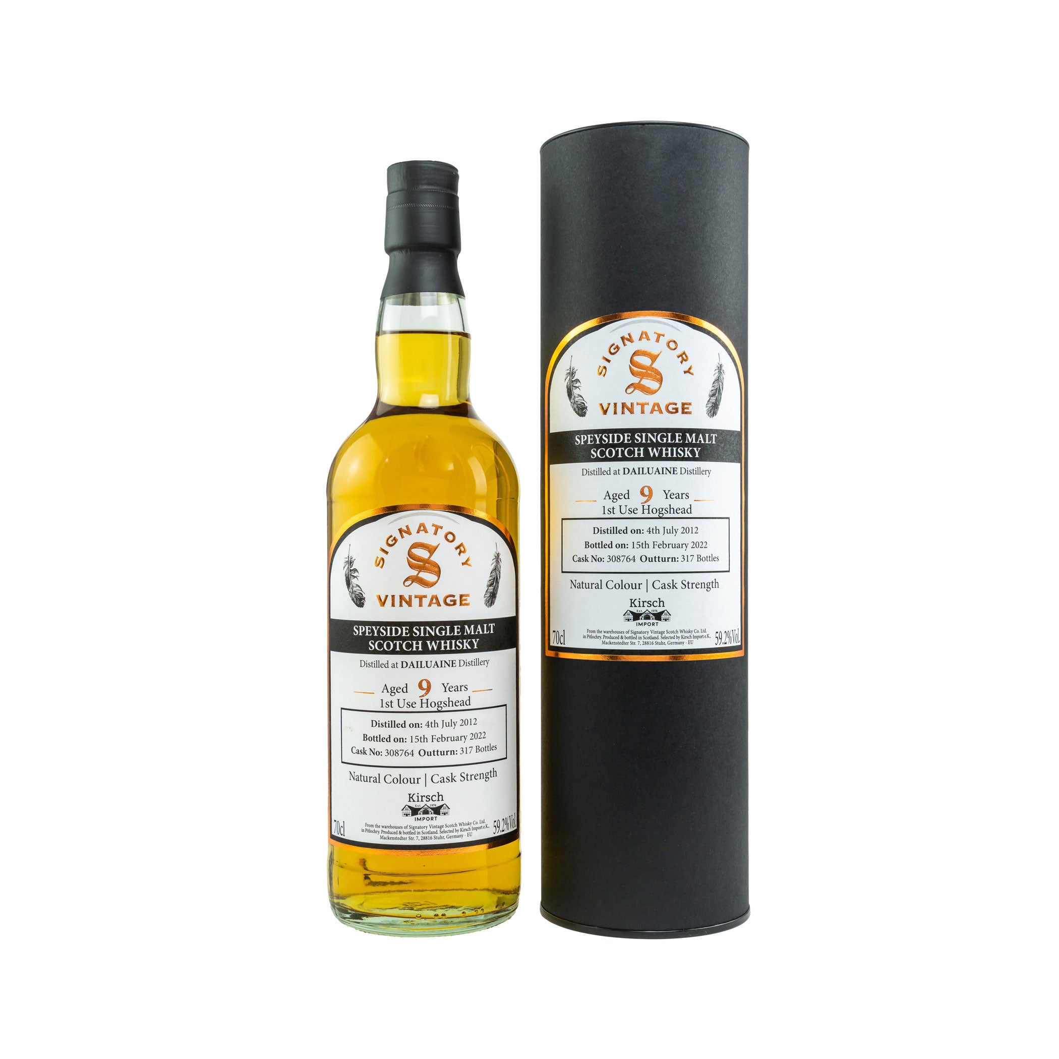 Dailuaine 2012/2022 #308764 Signatory Vintage Speyside Single Malt Scotch Whisky Selected by Kirsch Import