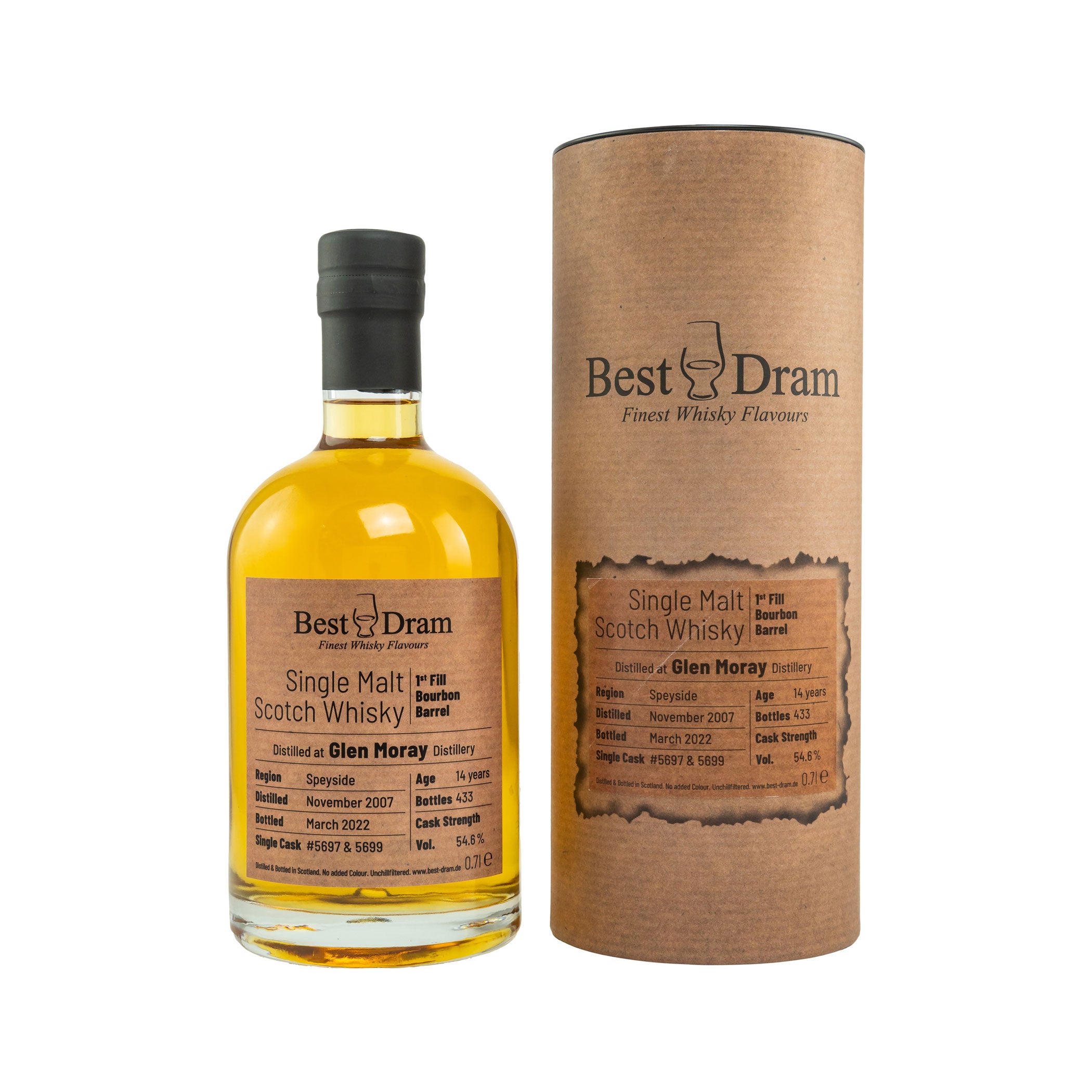 Glen Moray 2007/2022 - 14 Years - First Fill Bourbon Barrel #5699+ 5697 - Best Dram