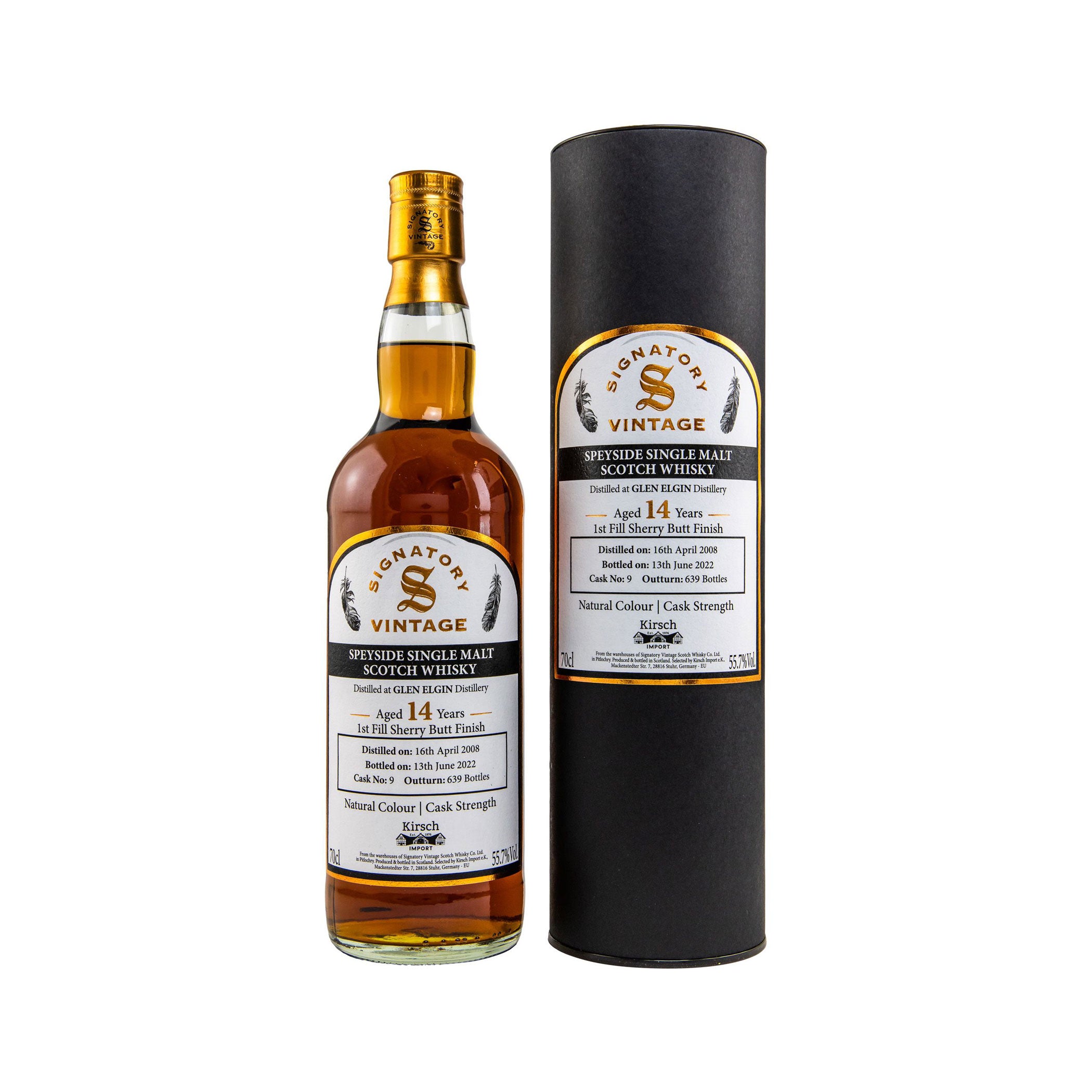 Glen Elgin 2008/2022 - Signatory Vintage Speyside Single Malt Scotch Whisky - Selected by Kirsch Importrn