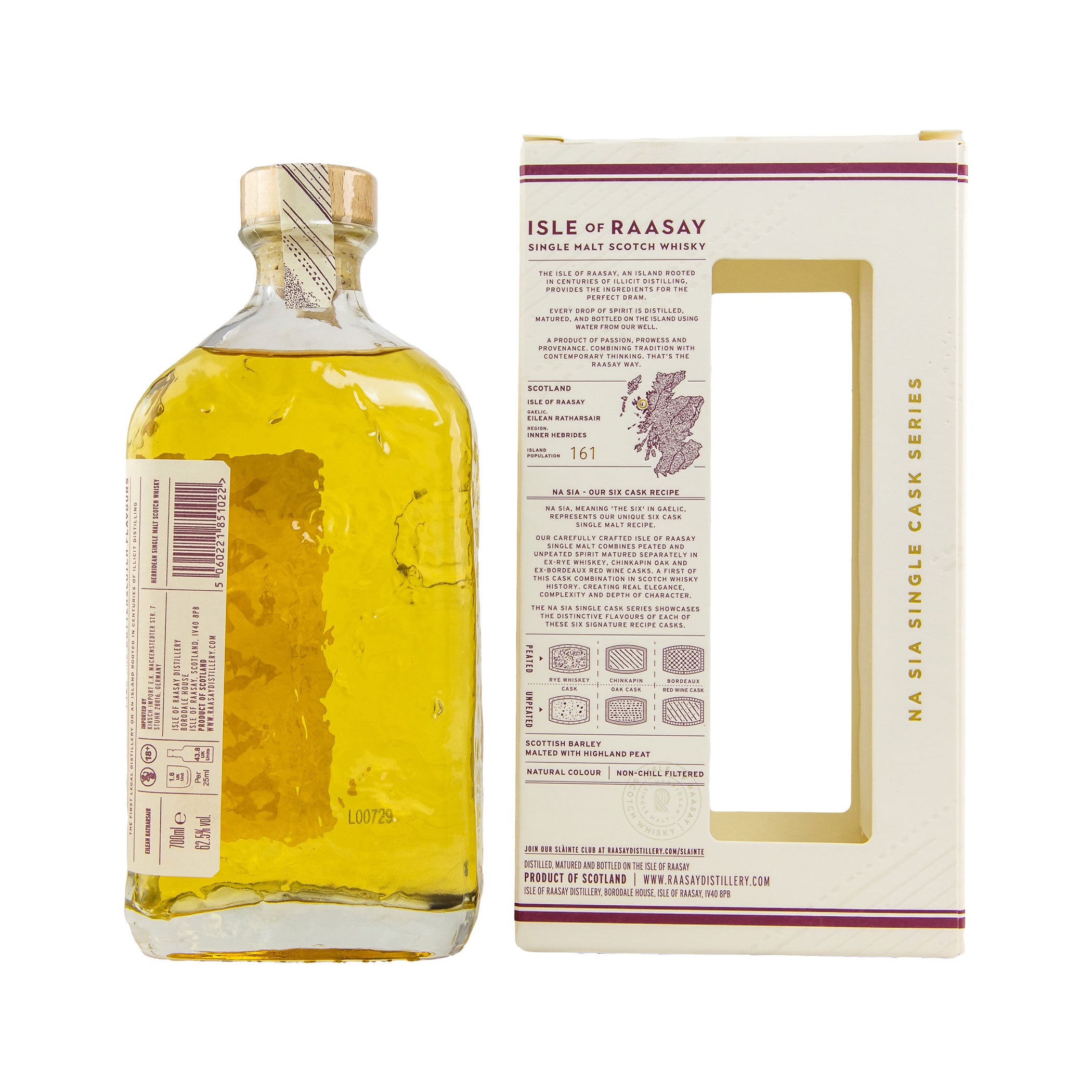 Isle of Raasay Peated First Fill Rye Whiskey Cask - Hebridean Single Malt Scotch Whisky - Na Sia Single Cask Series