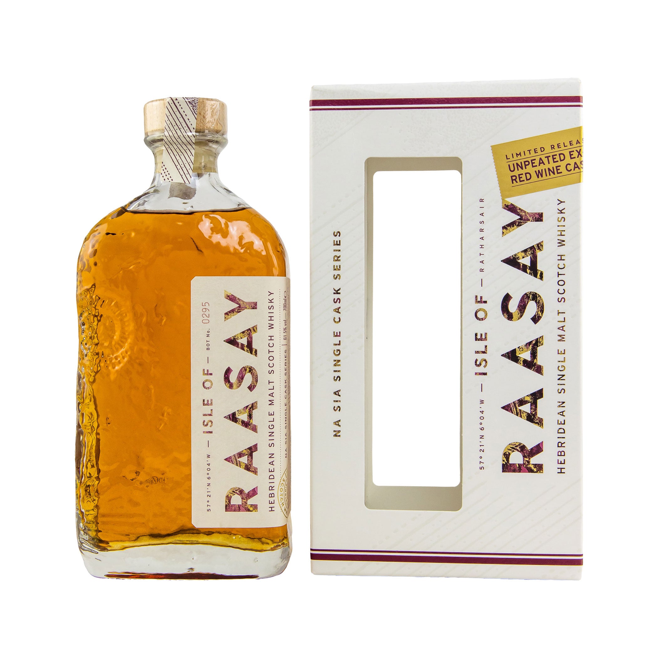 Isle of Raasay Unpeated First Fill Bordeaux Red Wine Cask - Hebridean Single Malt Scotch Whisky - The Six Single Cask Series