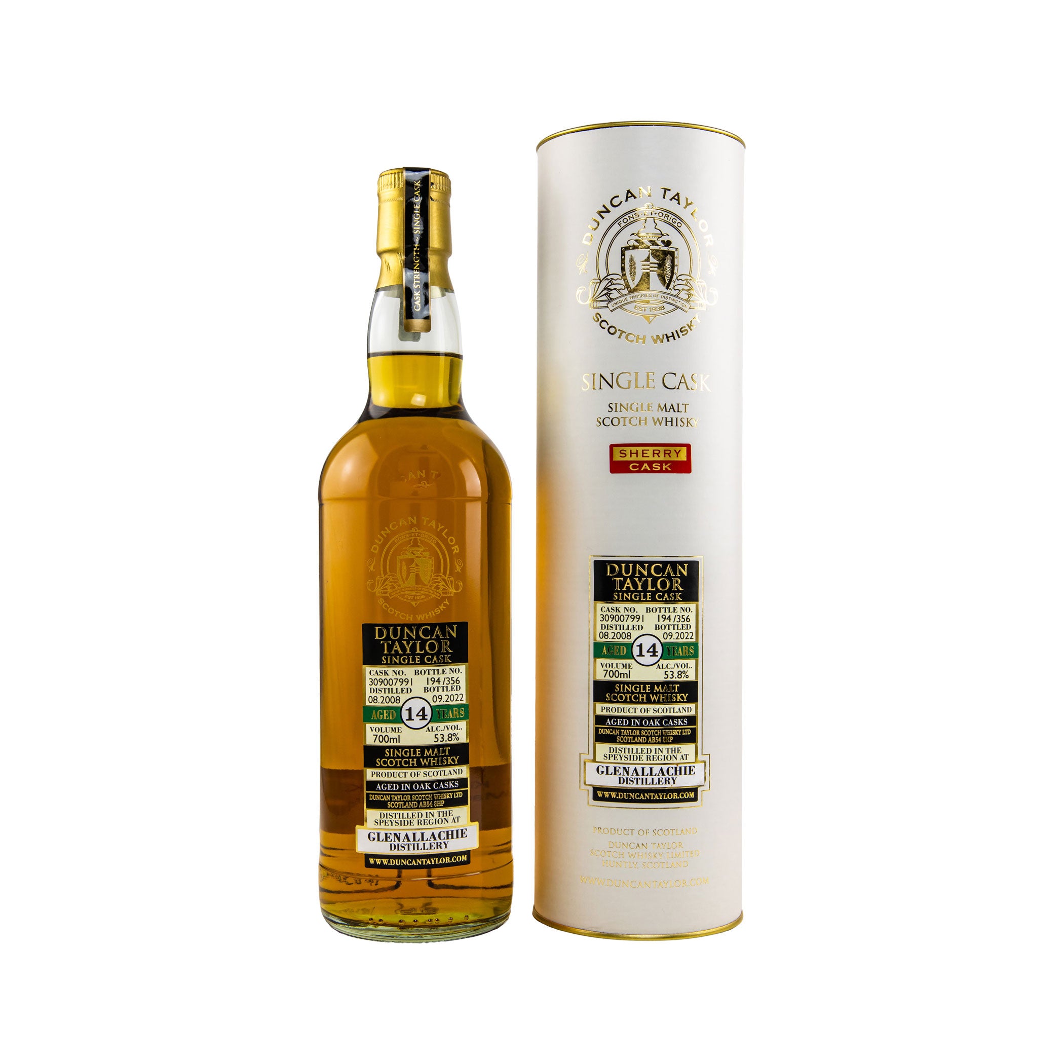 Glenallachie 2008/2022 - 14 Years Old - #309007991 - Cask Collection - Duncan Taylor Speyside Single Malt Scotch Whisky
