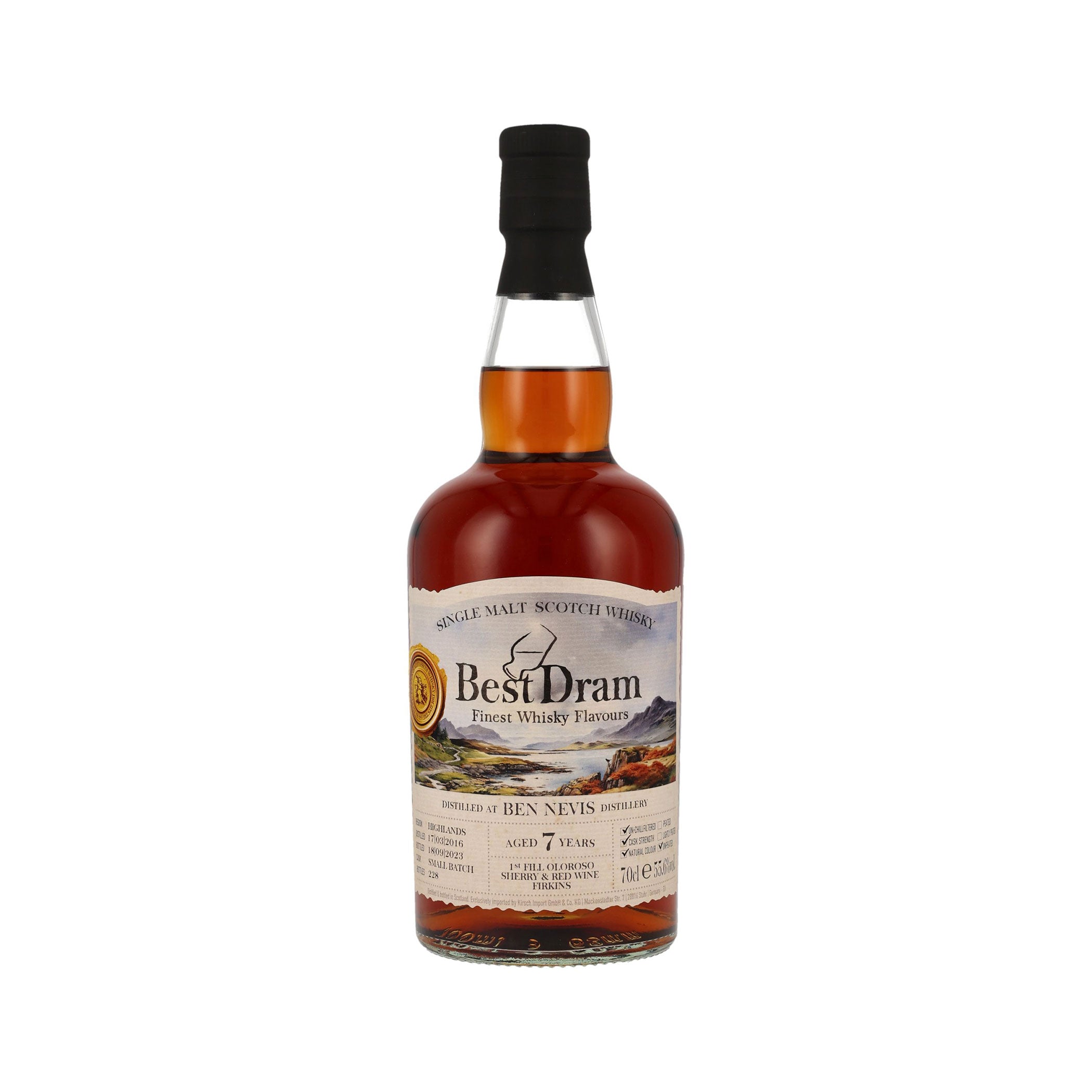 Ben Nevis 2016/2023 - 7 Years Old - Oloroso Sherry - Red Wine Ferkins - Best Dram Highland Scotch Whisky