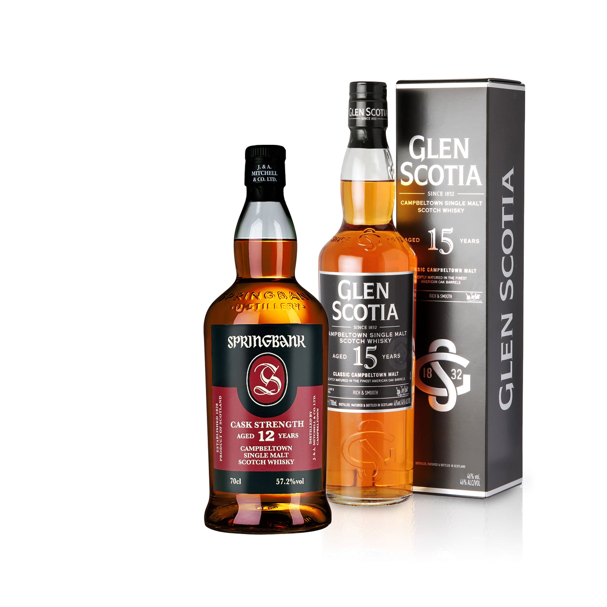 Springbank 12 Year Whisky Set 2 - 1x Springbank 12 Year - 1x Glen Scotia 15 Year American Oak