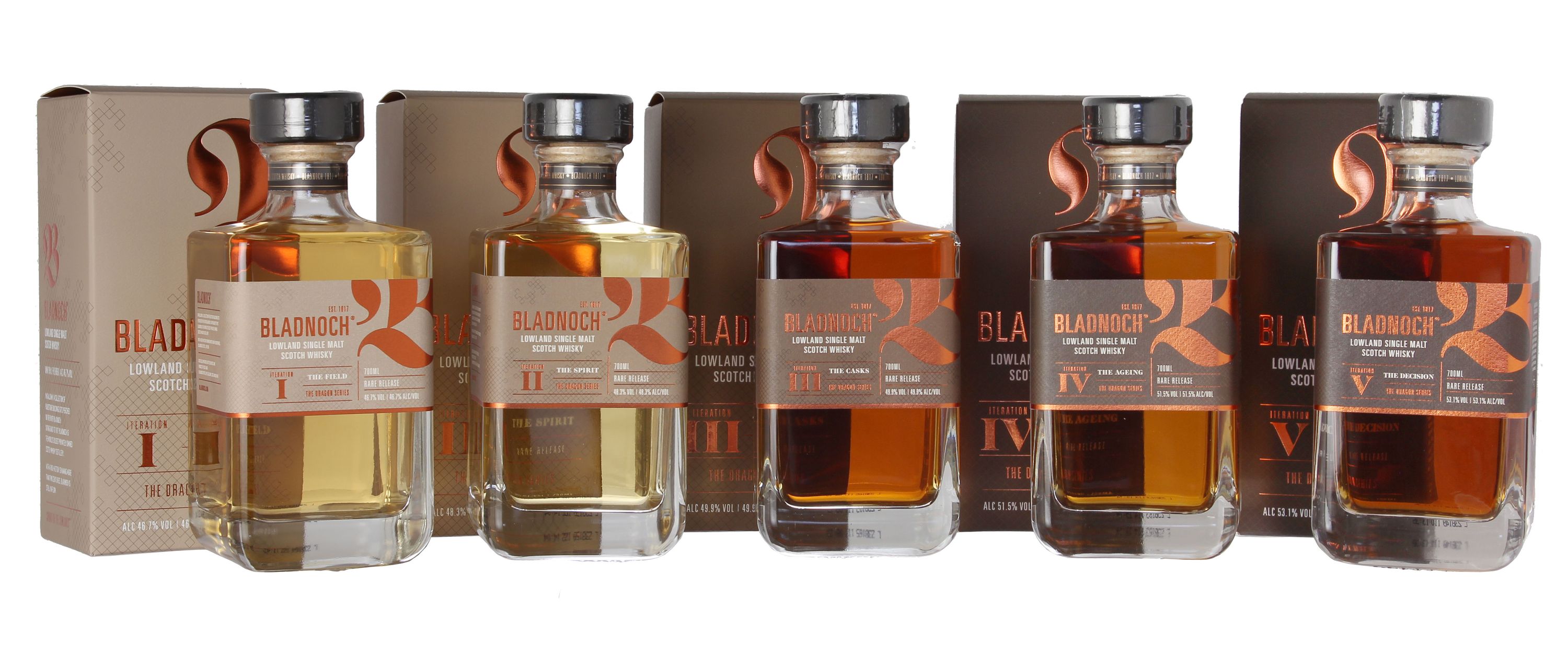 Bladnoch THE DRAGON SERIES - Set of Five Bottlings - Limited Edition