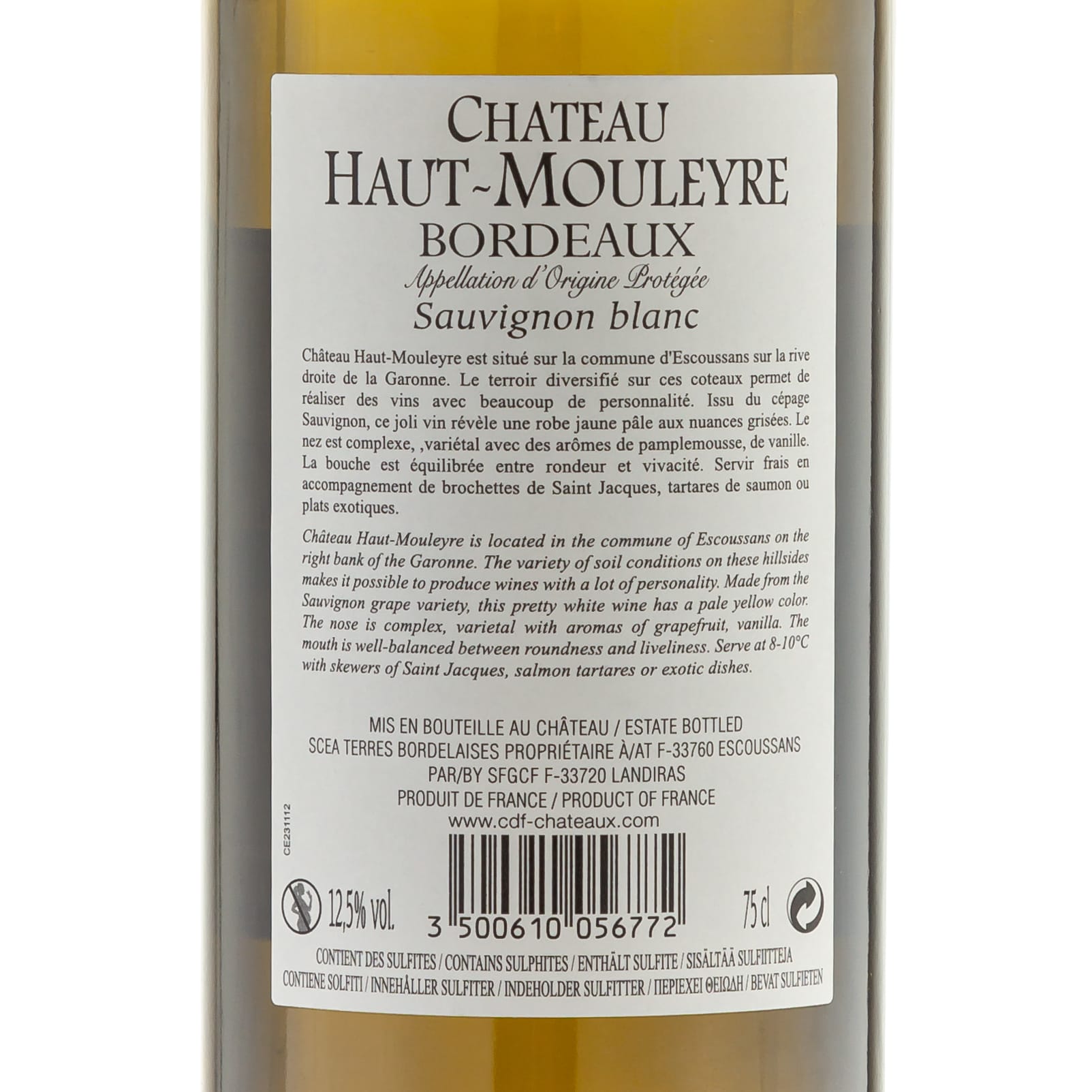 2018 Château Haut-Mouleyre AOP - Sauvignon blanc - Bordeaux