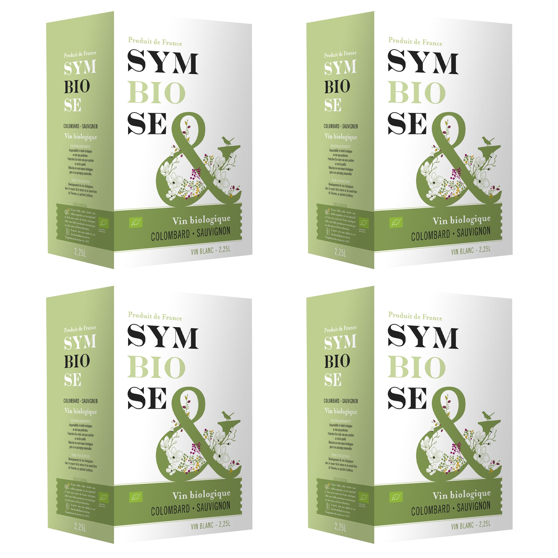Symbiose Organic Dry White Wine - Colombard Sauvignon Bag-in-Box 2.25 l