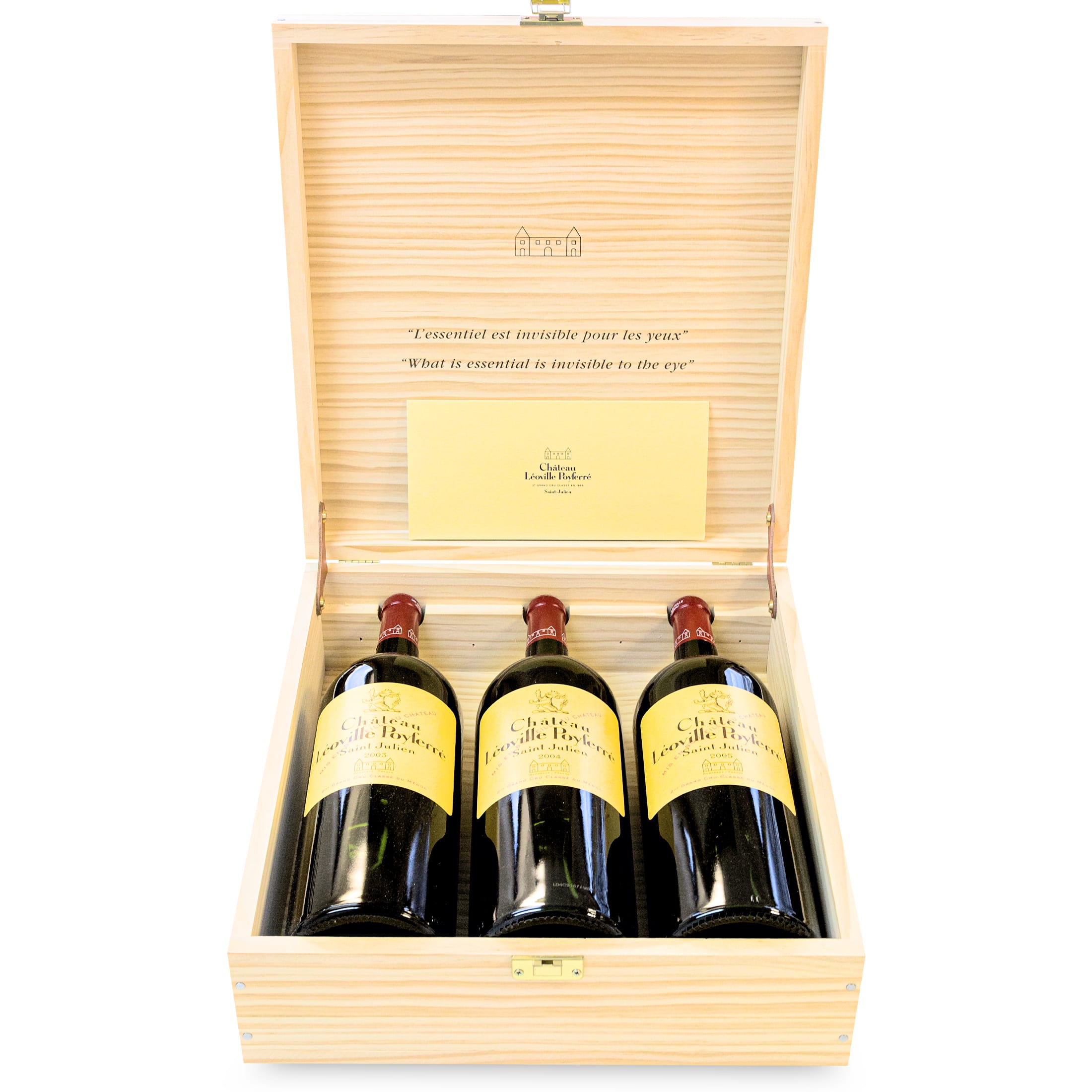Château Léoville Poyferré "Caisse Trilogie" - 3 bottles of dry red wine (1.5 l) in a limited wooden box - Bordeaux France