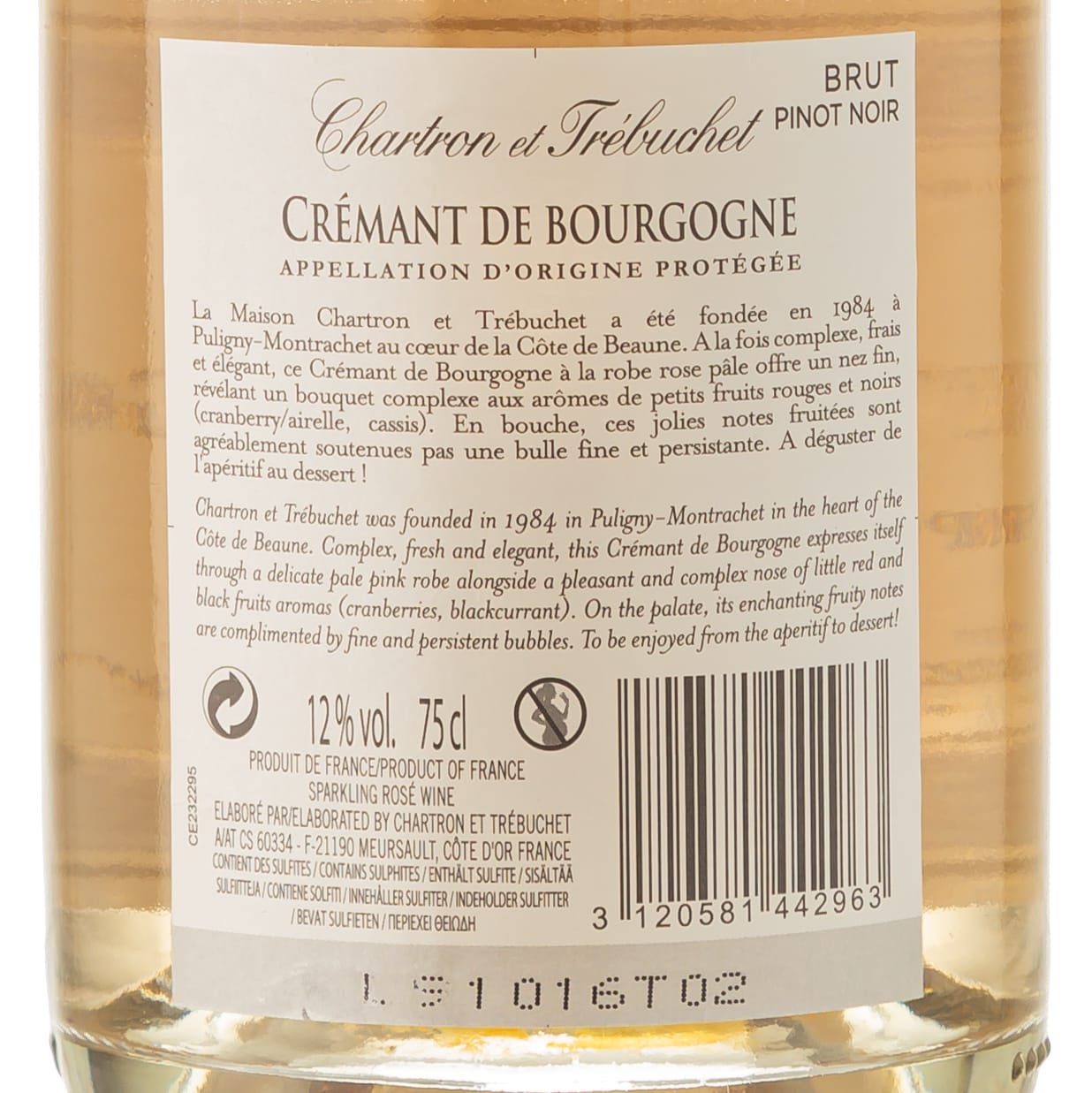 Finest Wines - 2-Pack Sparkling Wine - Domaine Chartron & Trébuchet - Crémant de Bourgogne (2 * 0.75l)