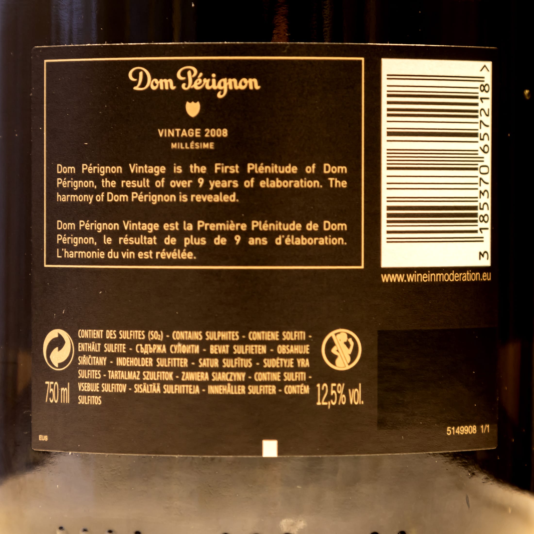 Dom Pérignon Vintage 2008 Brut Champagne (1 x 0.75 l)