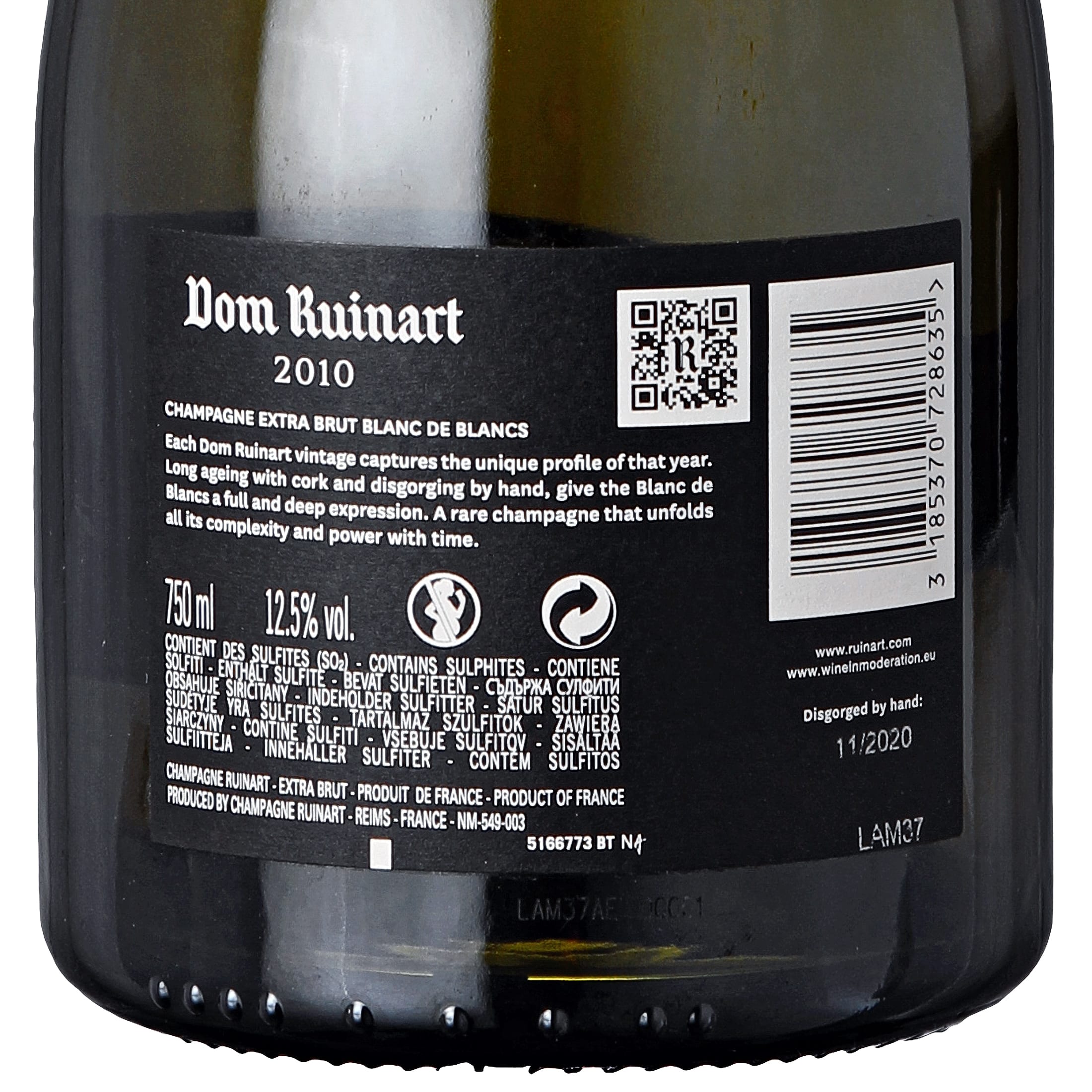 Dom Ruinart Blanc de Blancs 2010 Champagne (0.75 L) with gift box