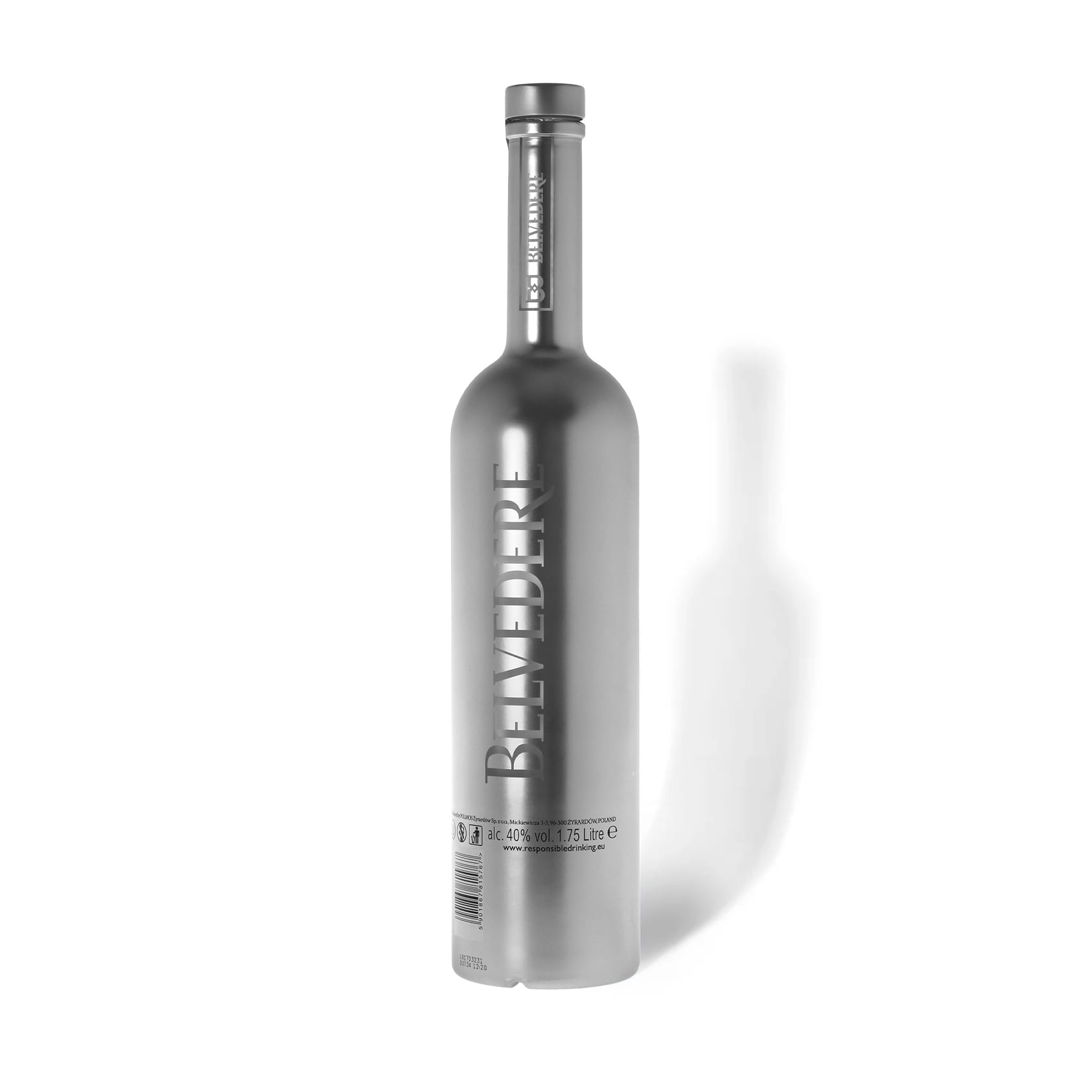 Belvedere Premium Vodka B Bottle Chrome Edition Magnum (1.75L) with LED Illumination in the Base