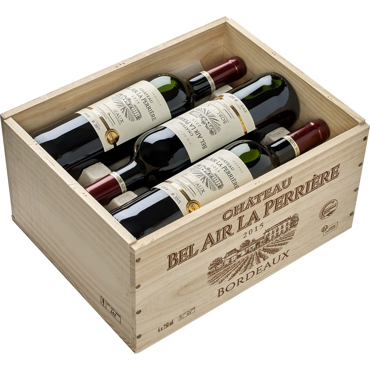 2021 Château Bel Air La Perriere AOC Bordeaux -in der 6er Holzkiste- Château Bel Air La Perriere Bordeaux/Frankreich 4,5 l