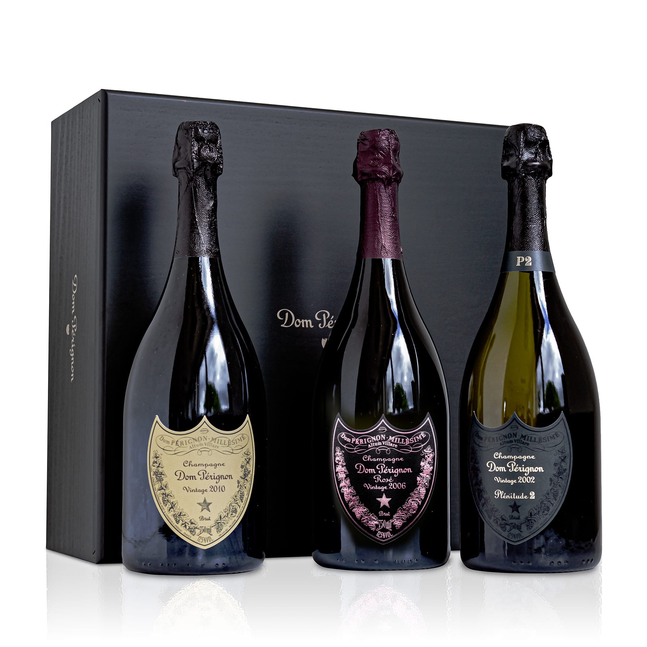 Feinste Weine - Champagner-Paket - DOM PÉRIGNON VINTAGE 2010 - ROSÉ VINTAGE 2006 - Plénitude 2 2002