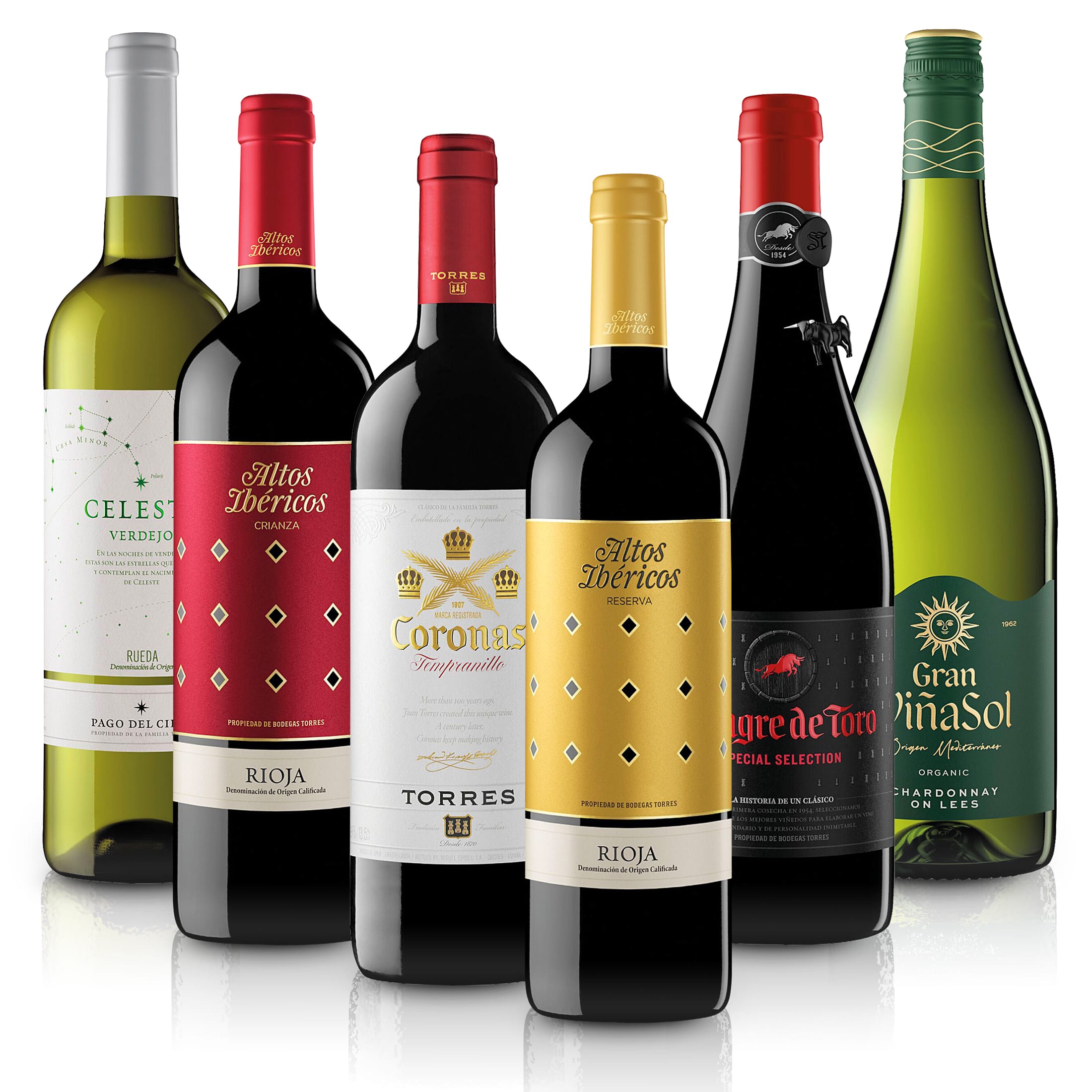 Feinste-Weine Miguel Torres-Probierpaket – 4 Spanische Rotweine - 2 Spanische Weißweine (6x0,75l)