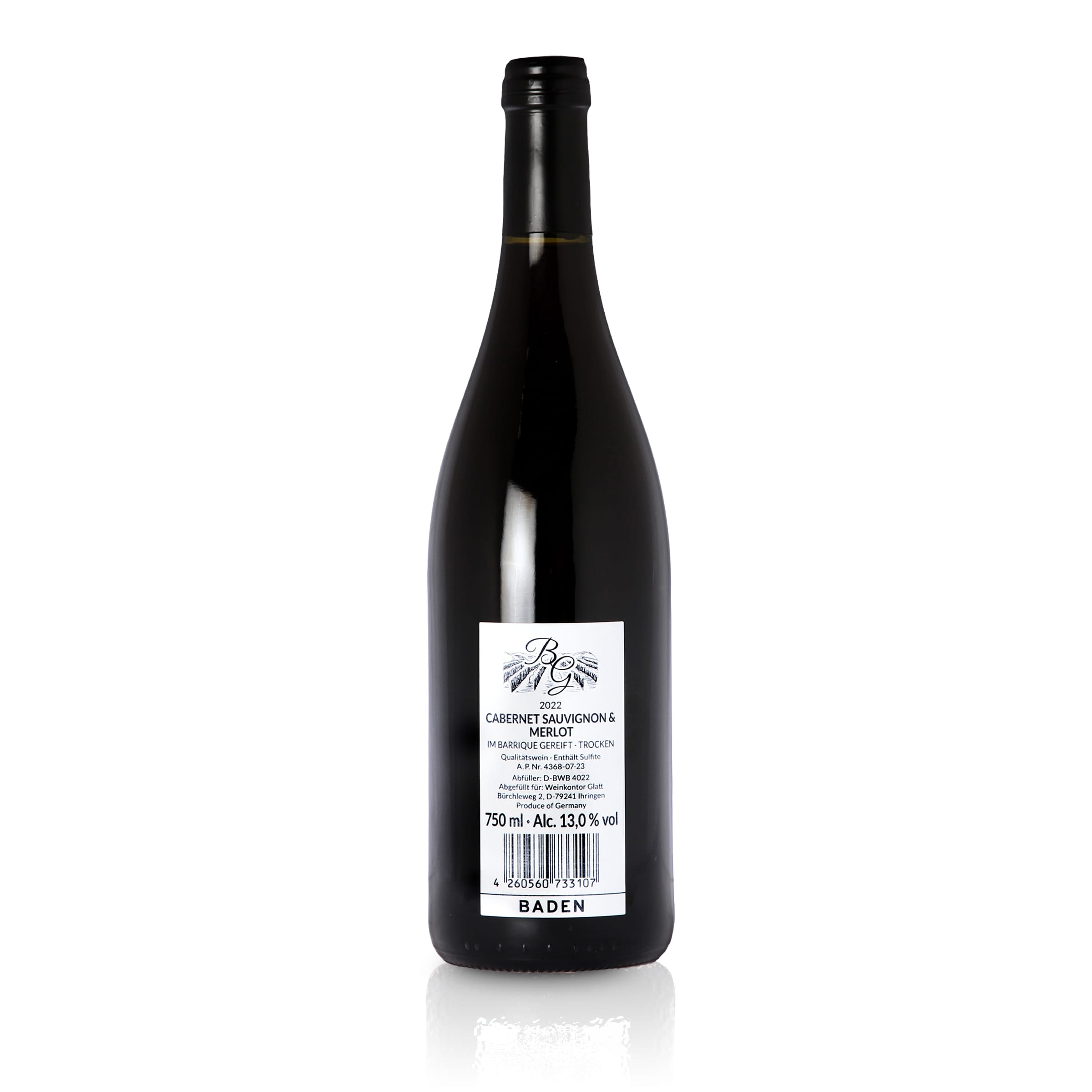 2022 Cabernet Sauvignon & Merlot Barrique Dry Red Wine • GLATT • Quality Wine from Kaiserstuhl/Baden, Germany