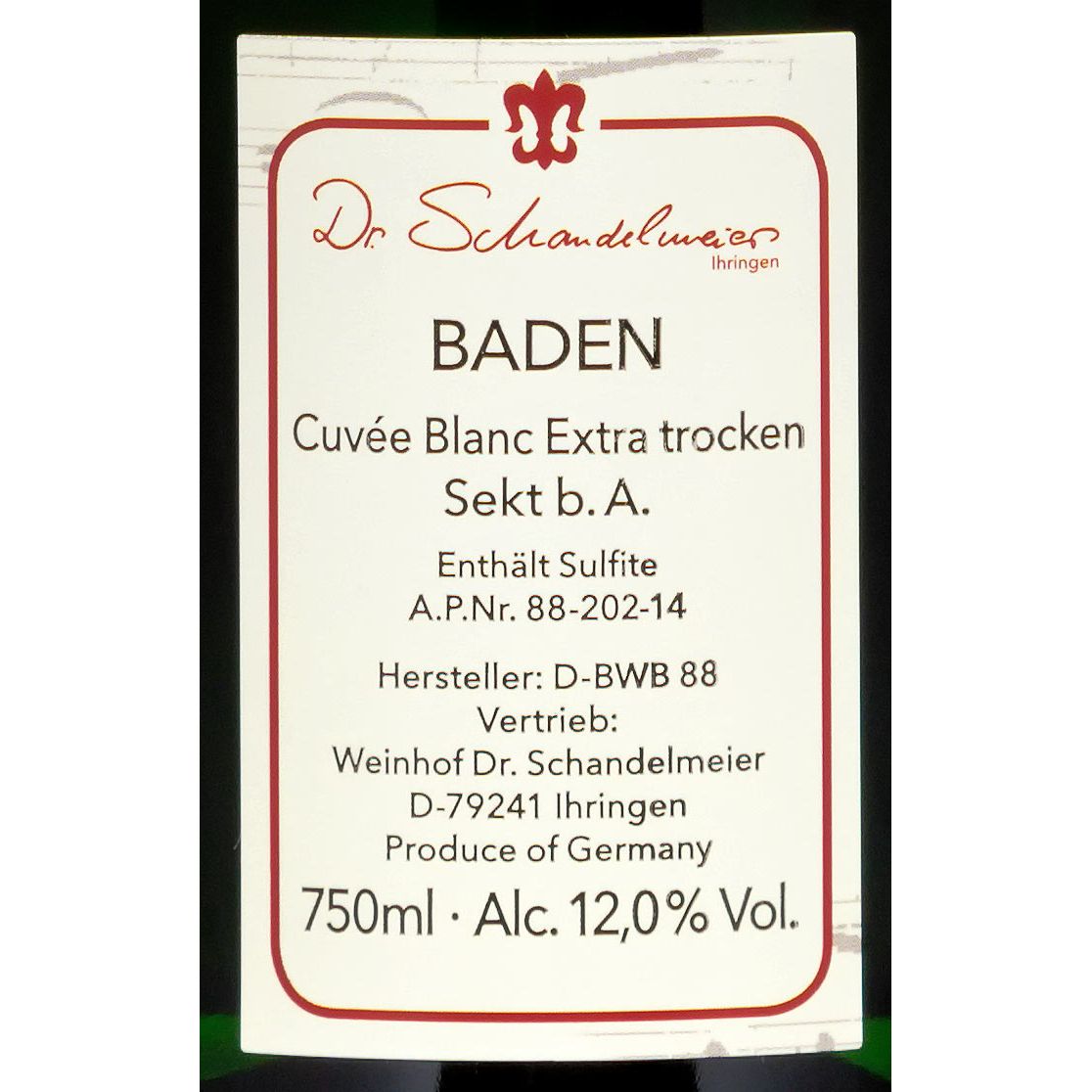 Sekt Cuvée Blanc extra-trocken - Weingut Dr. Schandelmeier