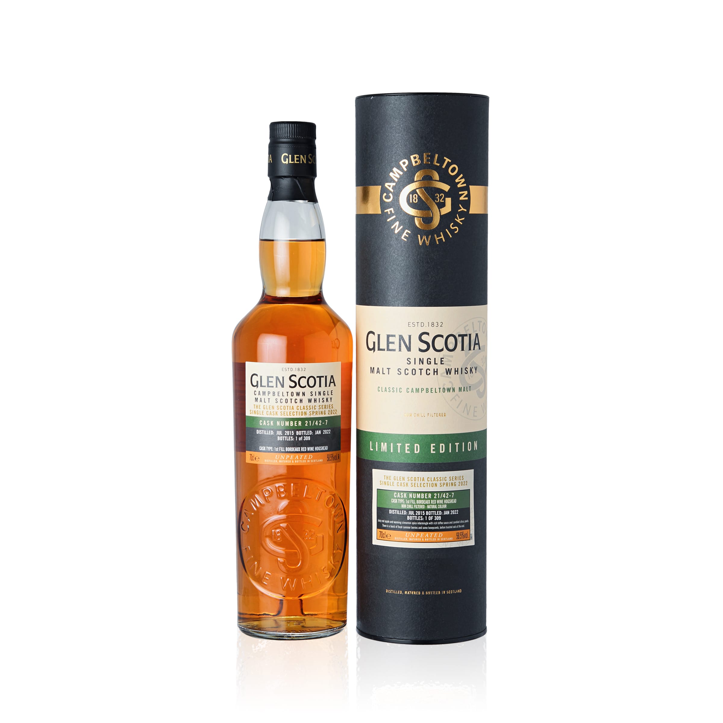 Glen Scotia Vintage 2015 1st Fill Bordeaux Red Wine Hogshead #21/42-7 · Natural Color · CS
