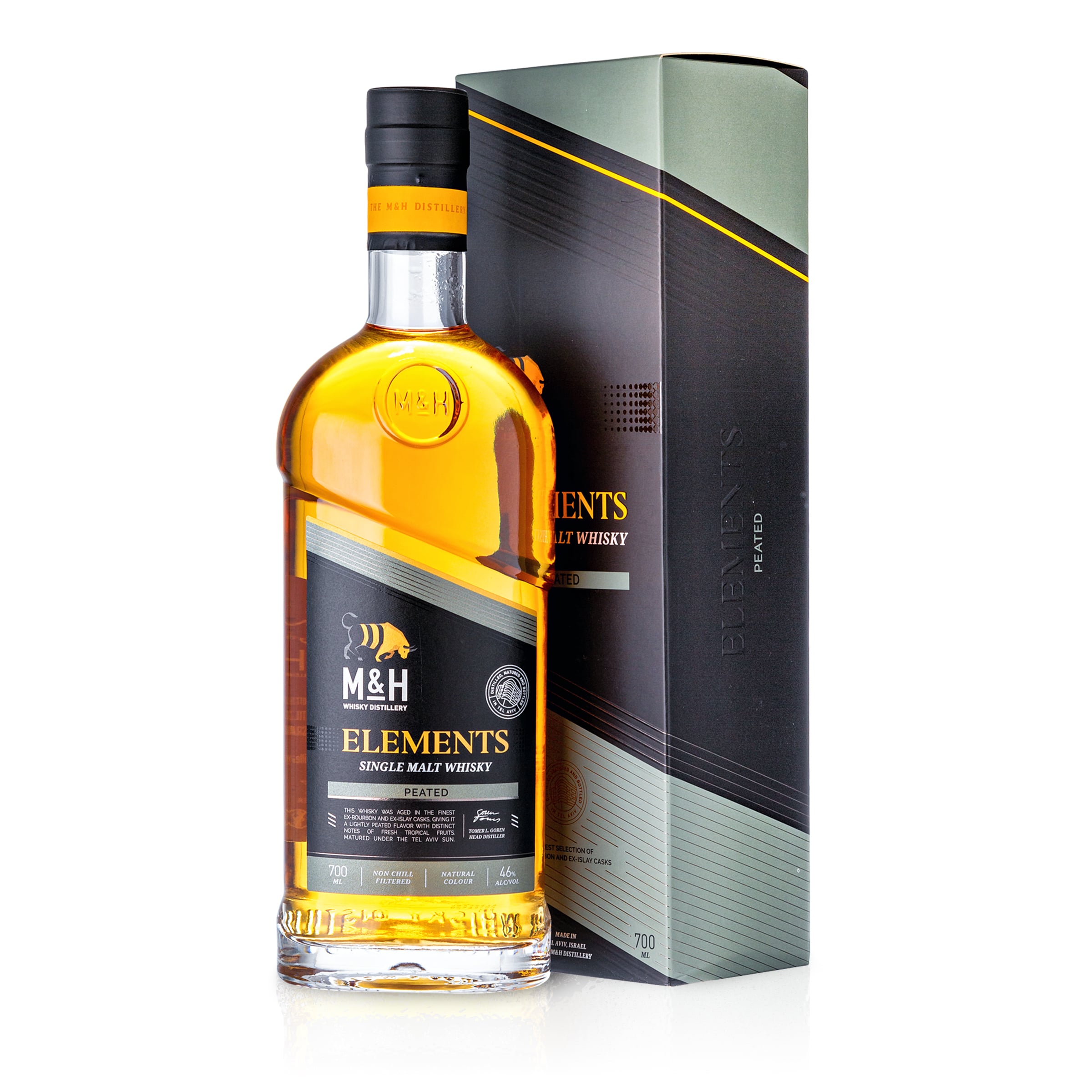 M&H Elements Peated Single Malt Whisky in Gift Box