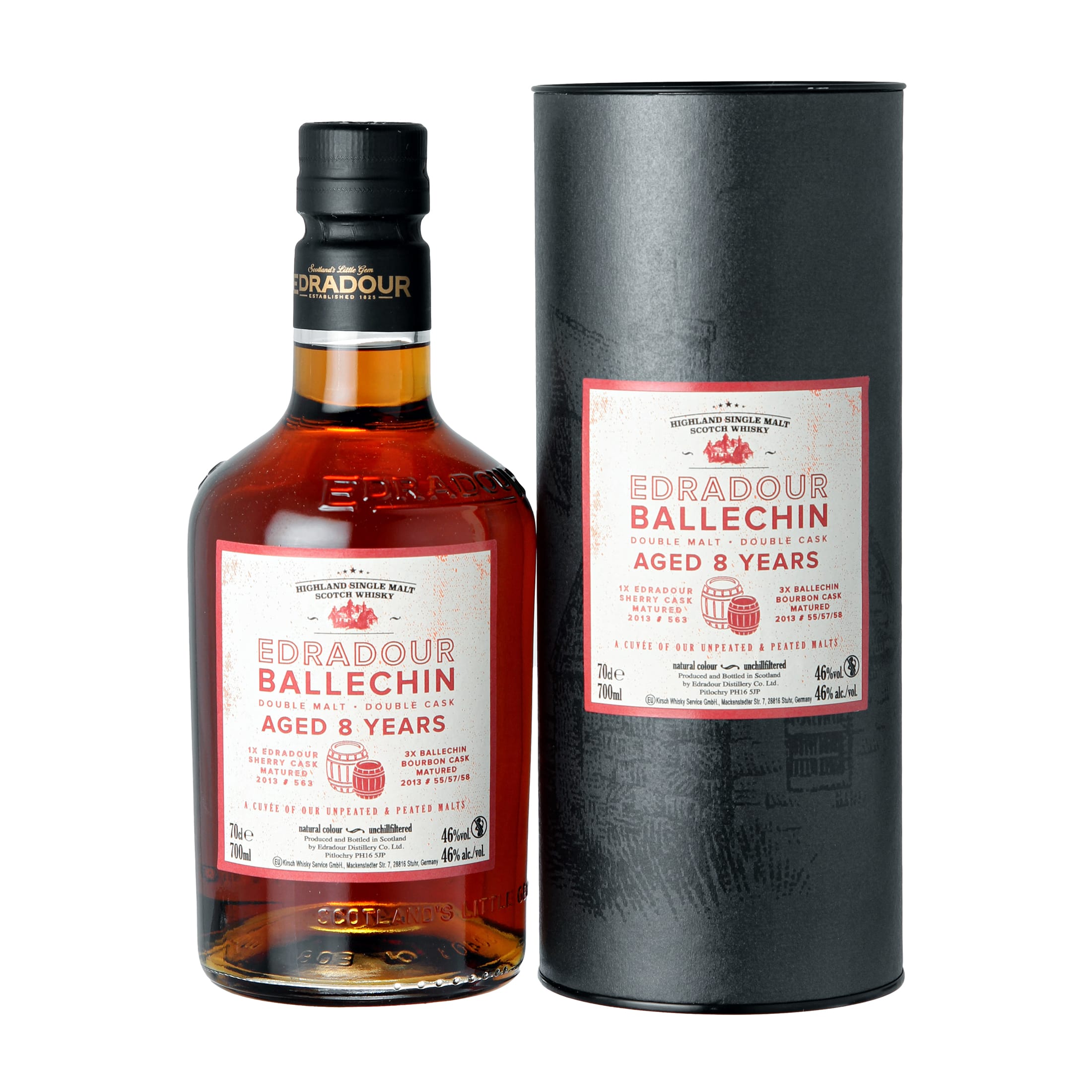 Edradour Ballechin 8 Year Old Cuvee - new presentation (black tube) - Edradour