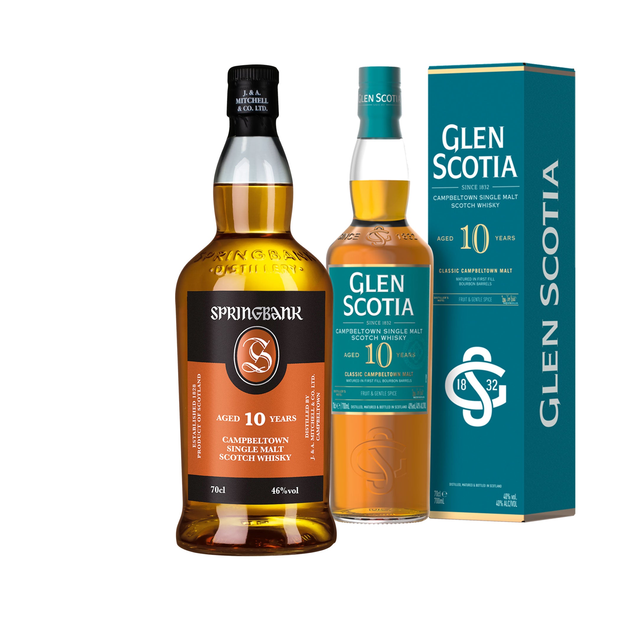 Springbank 10 Year Old Whisky Set - 1x Springbank 10 Year Old - 1x Glen Scotia 10 Year Old