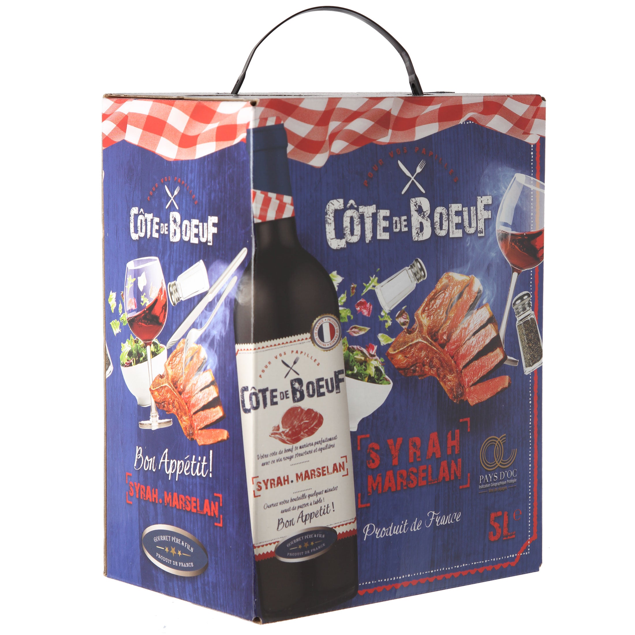 Syrah-Marselan Dry Red Wine Bag-in-Box - Côte de Boeuf - Pays d'Oc, France