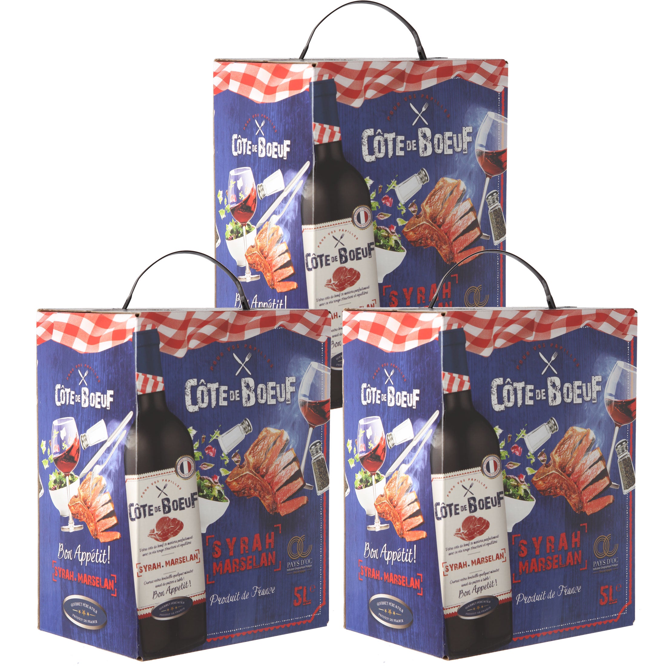 Syrah-Marselan Dry Red Wine Bag-in-Box - Côte de Boeuf - Pays d'Oc, France