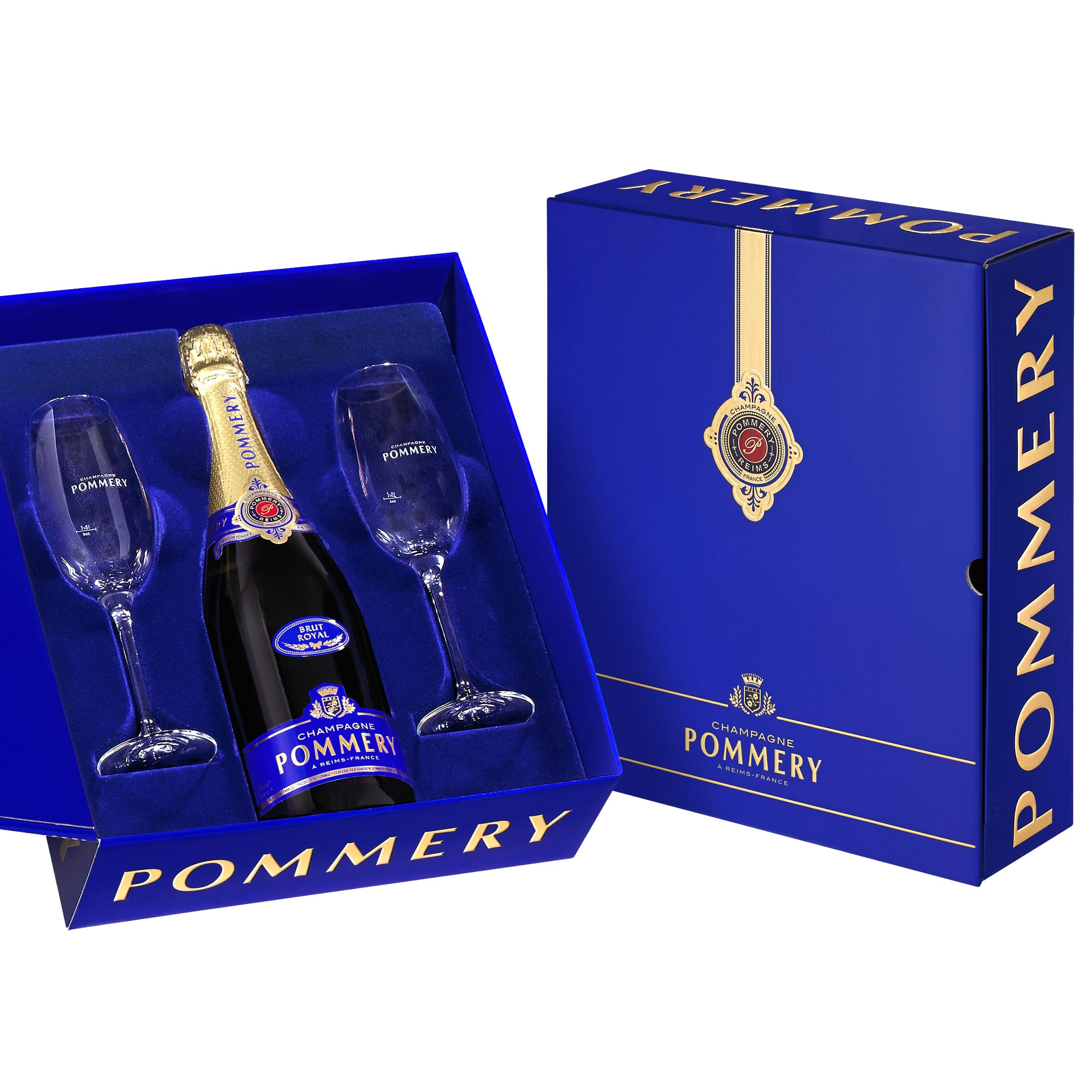 Pommery Brut Royal Geschenkset: 1 Flasche + 2 Gläser