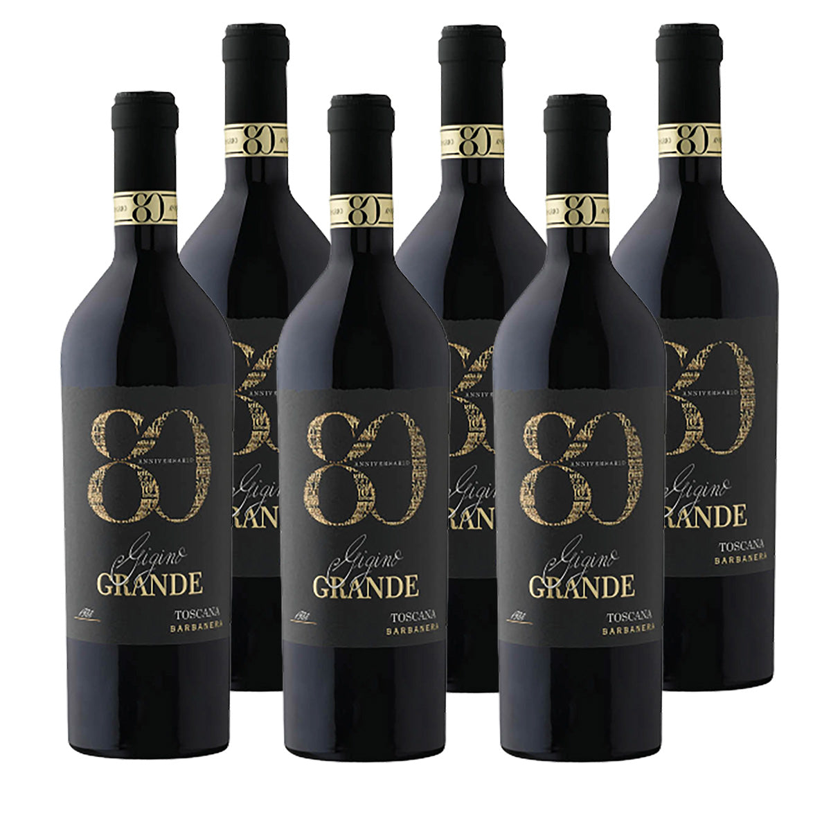 Barbanera Gigino 80 Anniversario 2018 6 Flaschen Rotwein 0,75L 14% vol
