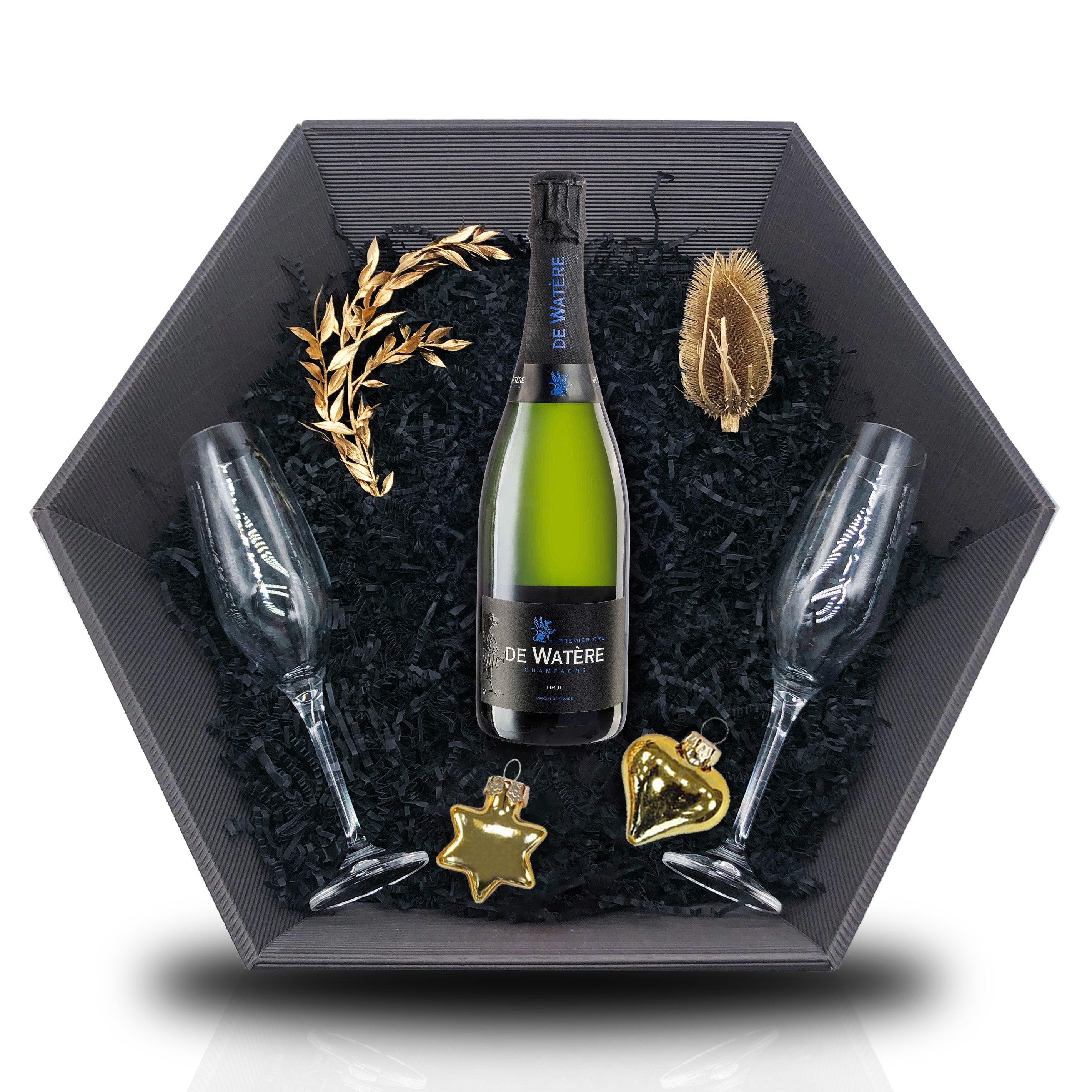 Champagne de Watère Prestige Brut Blanc in gift box 0.75L 12.5% Vol Giftbasket