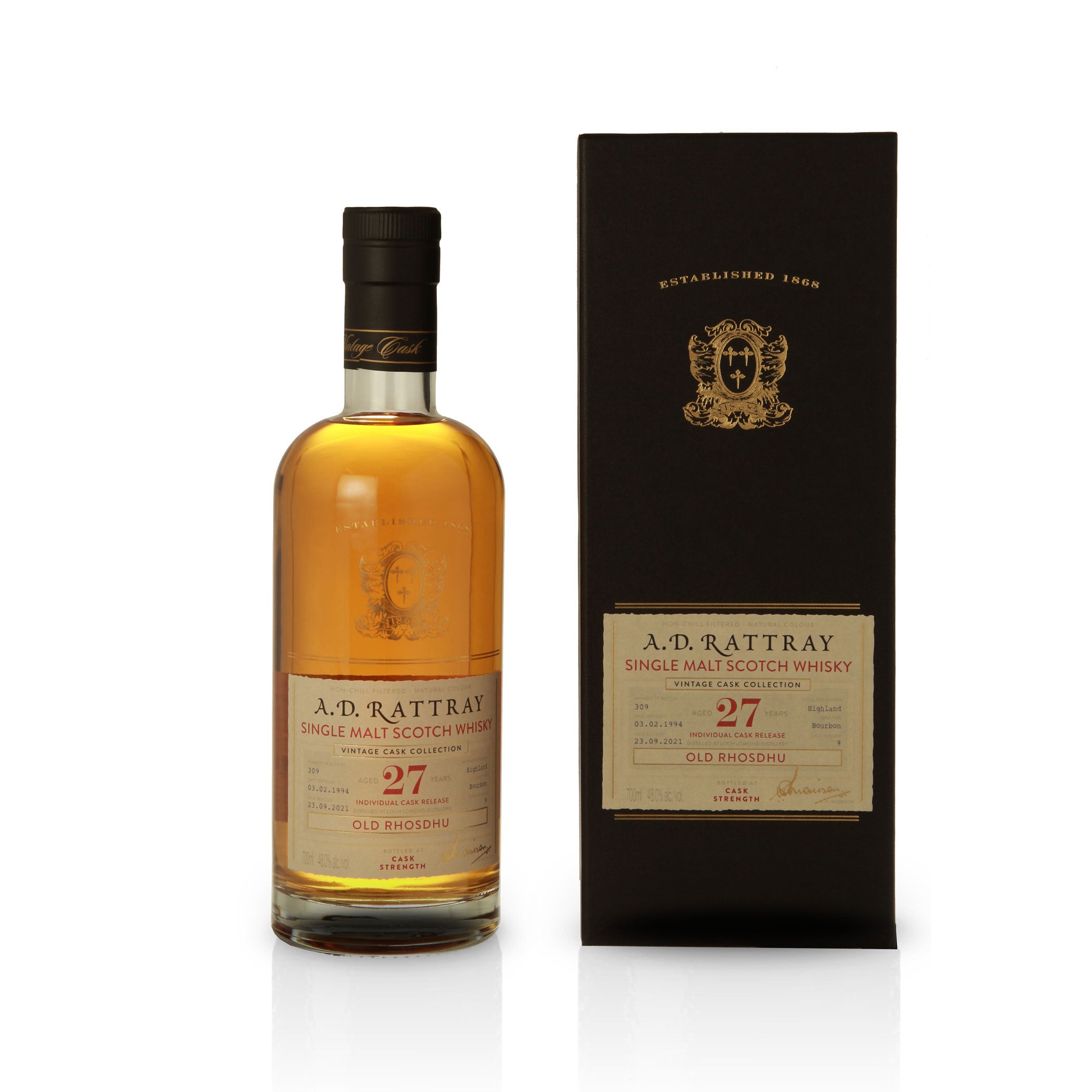Old Rhosdhu, 1994, 27 Jahre, Bourbon Barrel - A.D. RATTRAY – Vintage Cask Collection -