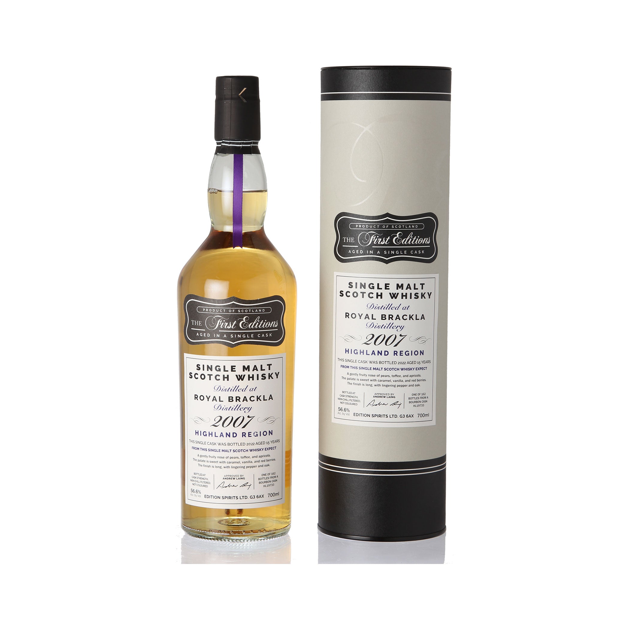Royal Brackla - The First Editions - 2007/2022 15 Year Old Bourbon Cask Single Malt Scotch Whisky