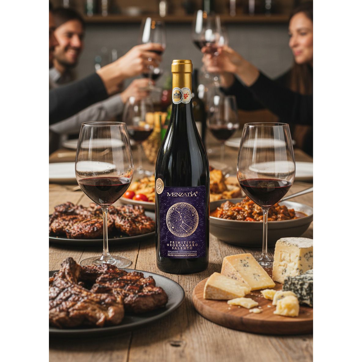 Menzatia Primitivo Negroamaro Salento IGT Rotwein Fruchtig 13,5% vol 0,75 L