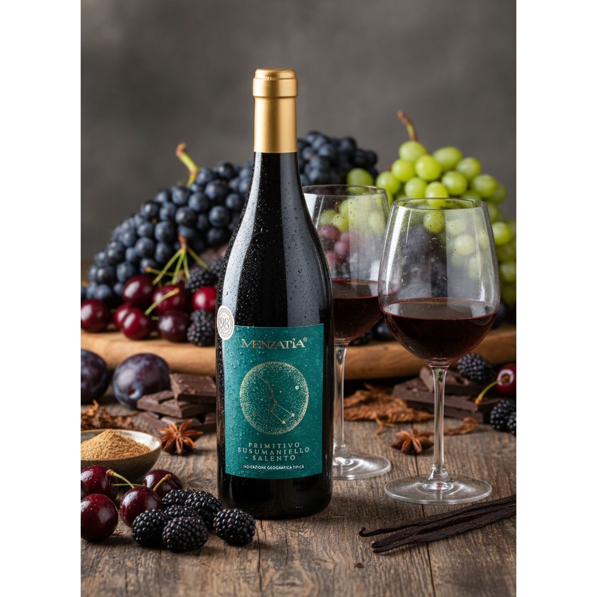 Menzatia Primitivo Susumaniello Salento IGT Rotwein Fruchtig 13,5% vol 0,75 L