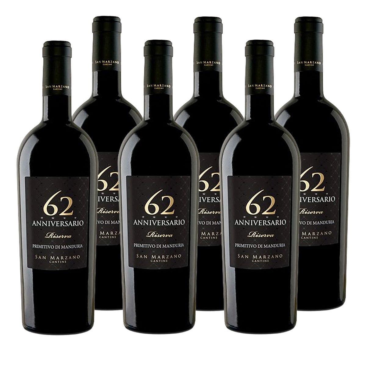 Feudi di San Marzano 62 Anniversario Primitivo di Manduria Riserva 2019 trocken Apulien Süditalien (6 x 0,75L)