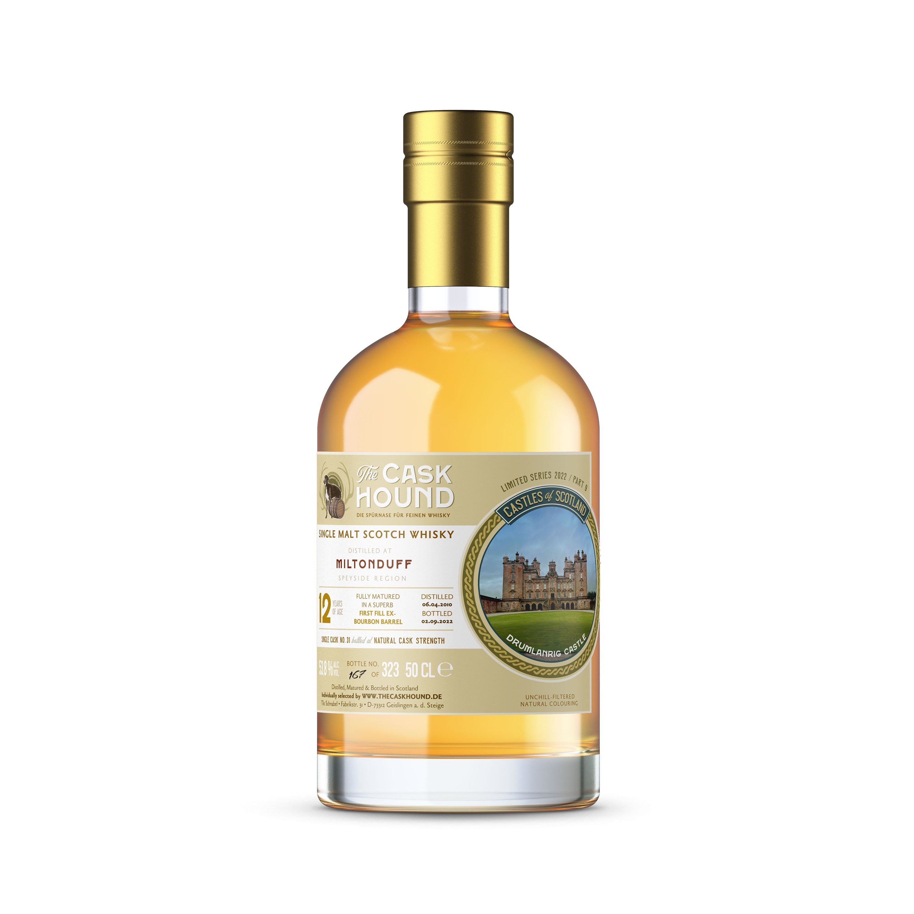 Miltonduff 12 Years Old - The Caskhound - Fully Matured in 1st Fill Bourbon Barrel - 0.5l - 53.8% Vol