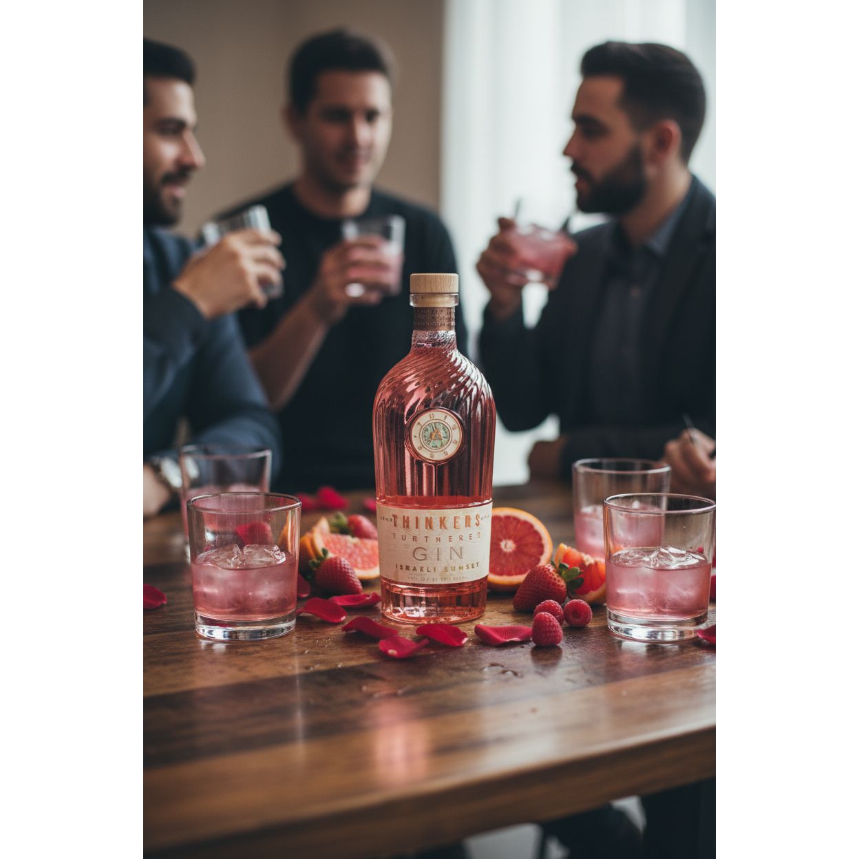 Thinkers Sunset Gin - New World Gin mit Rosenblättern & roten Früchten - 700ml, 40% vol