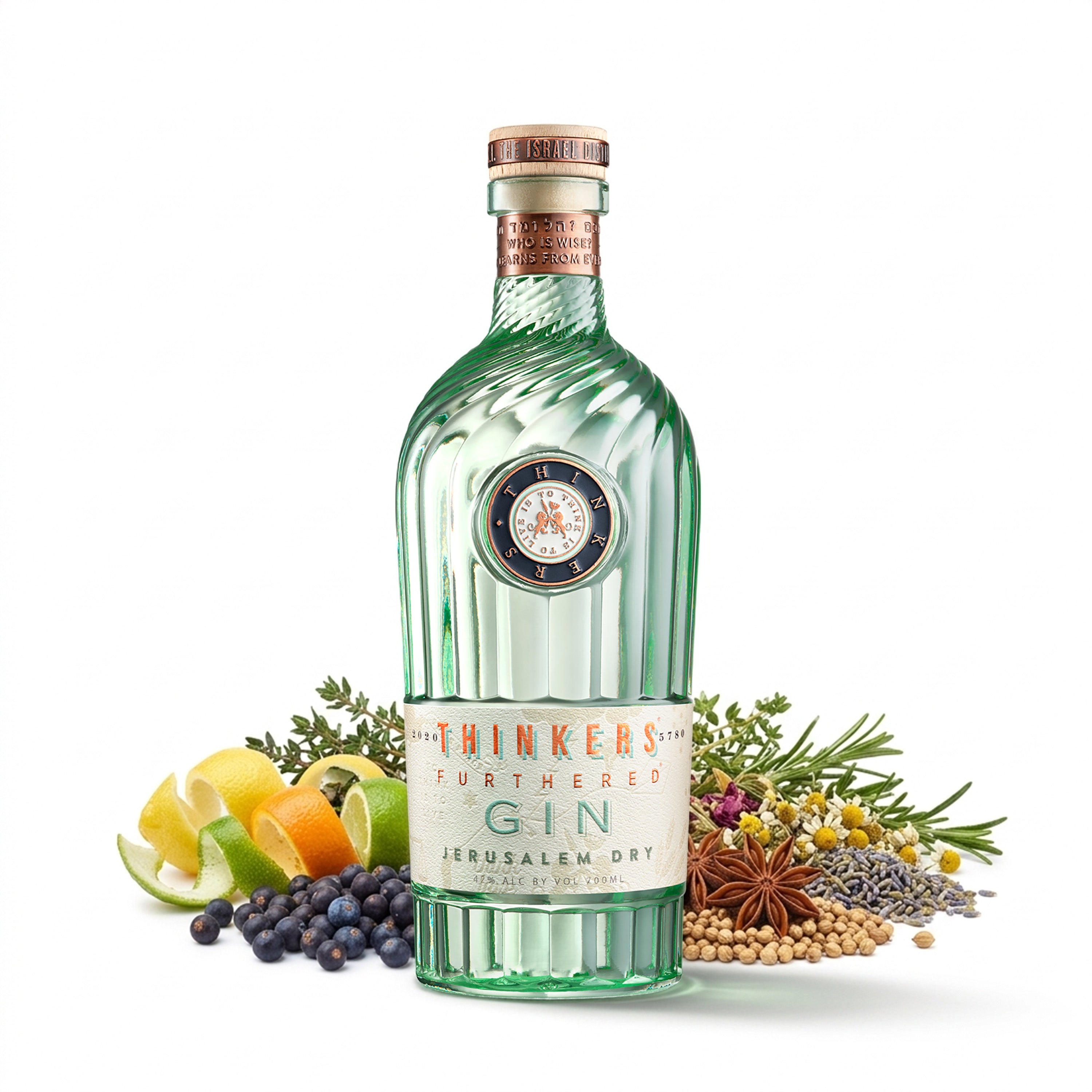 Thinkers Premium Jerusalem Gin - Handgefertigt mit Botanicals – 700ml, 42% vol