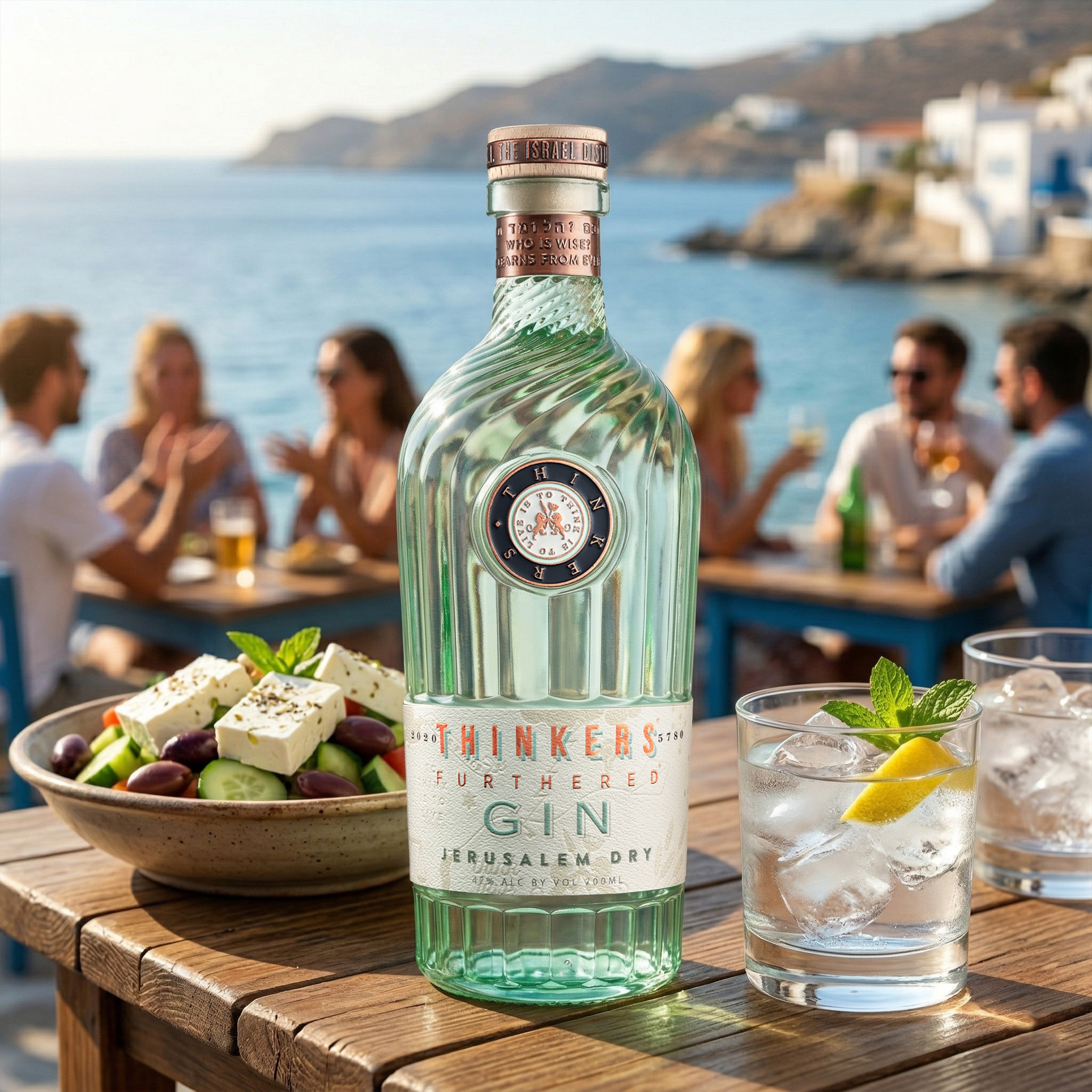 Thinkers Premium Jerusalem Gin - Handgefertigt mit Botanicals – 700ml, 42% vol