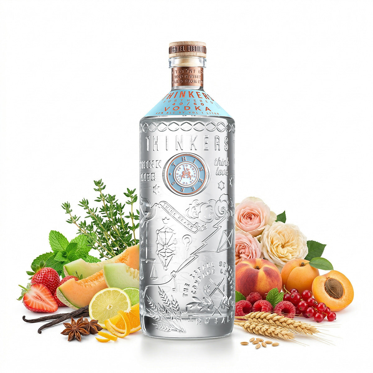 Thinkers Vodka 40-60 - samtig-seidiger Premium Vodka aus rotem Winterweizen - 1000ml, 40% vol